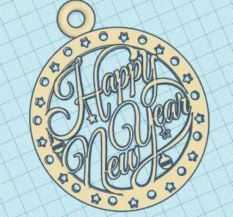 Happy New Year ornament 3D print model_0