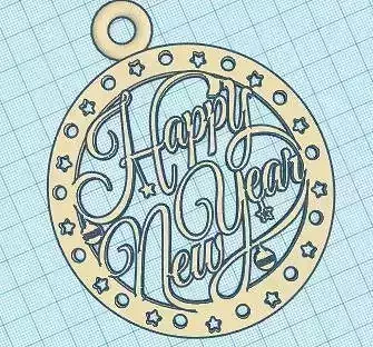 Happy New Year ornament 3D print model