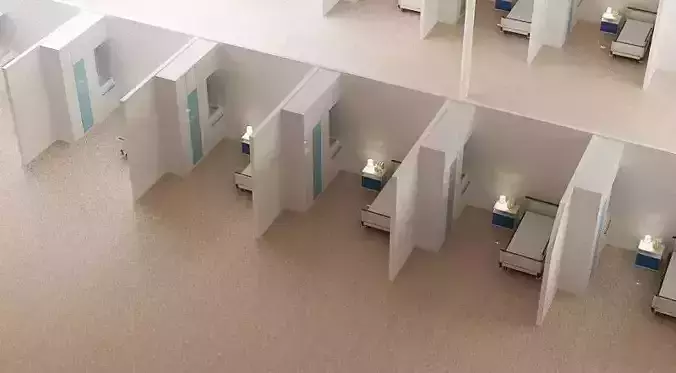 Temporary hospital 3D model Low-poly 3D model
