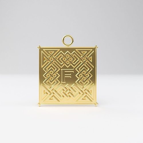 Celtic pendant letter F 3D print model
