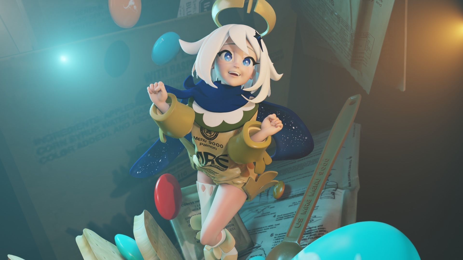 Paimon is emergency food 3D model_2