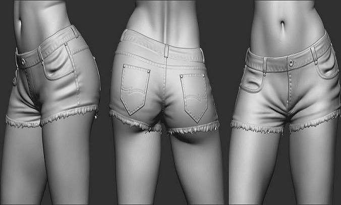 Girls short jeans 3D model