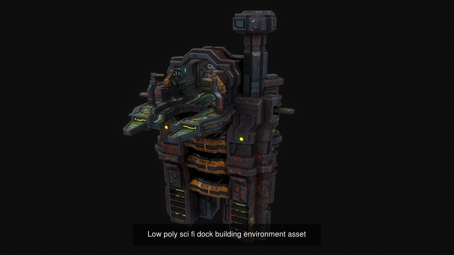 Low poly Sci fi buildings pack 3D Model Collection_23