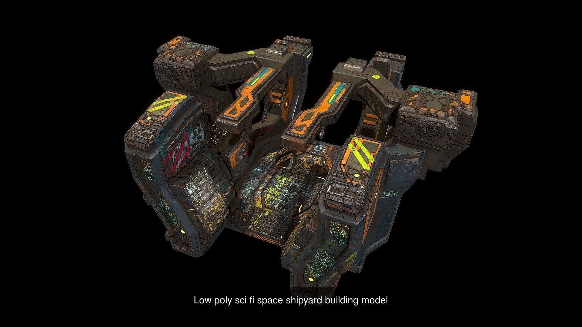 Low poly Sci fi buildings pack 3D Model Collection_24