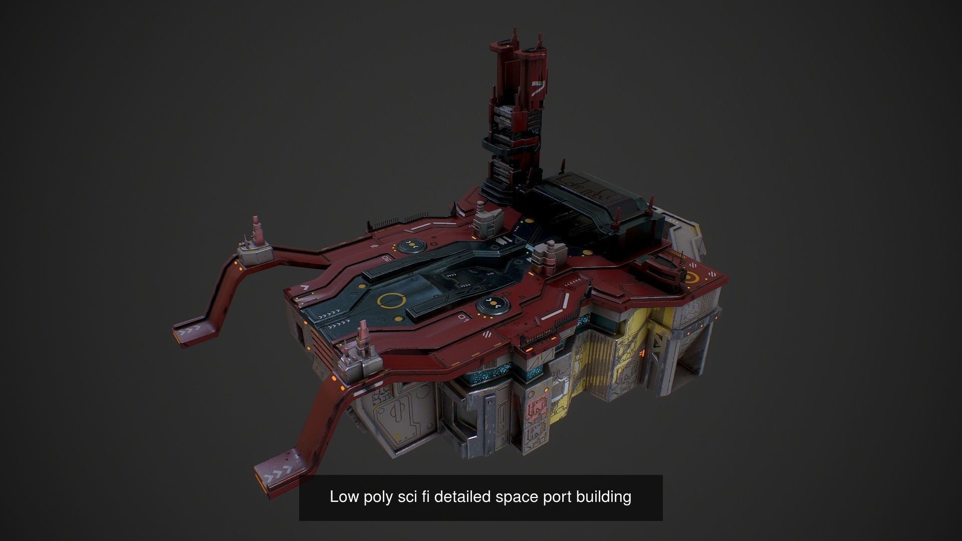 Low poly Sci fi buildings pack 3D Model Collection_14