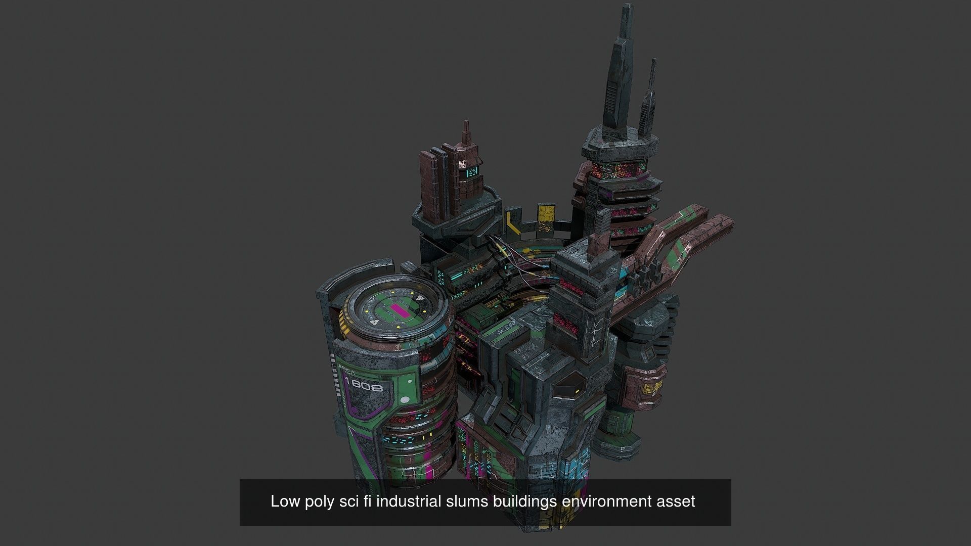 Low poly Sci fi buildings pack 3D Model Collection_22