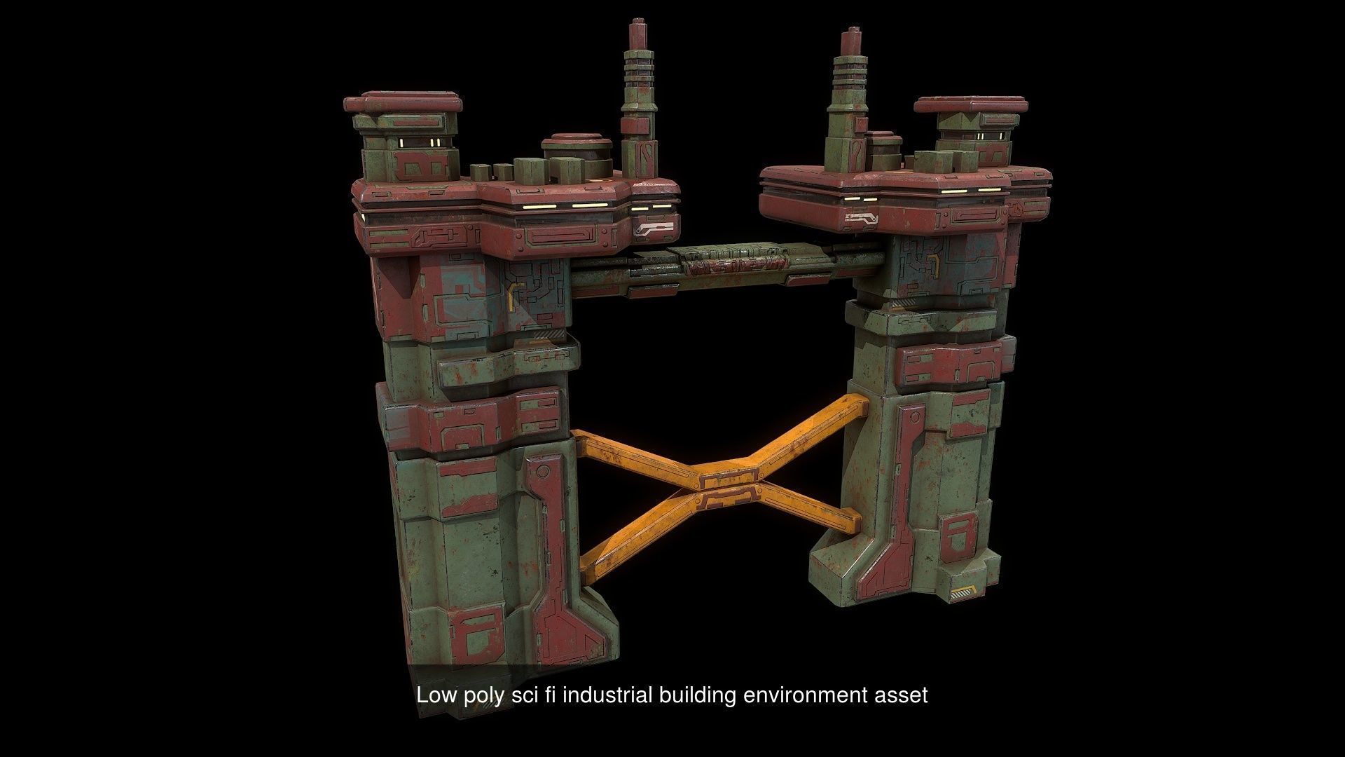 Low poly Sci fi buildings pack 3D Model Collection_26