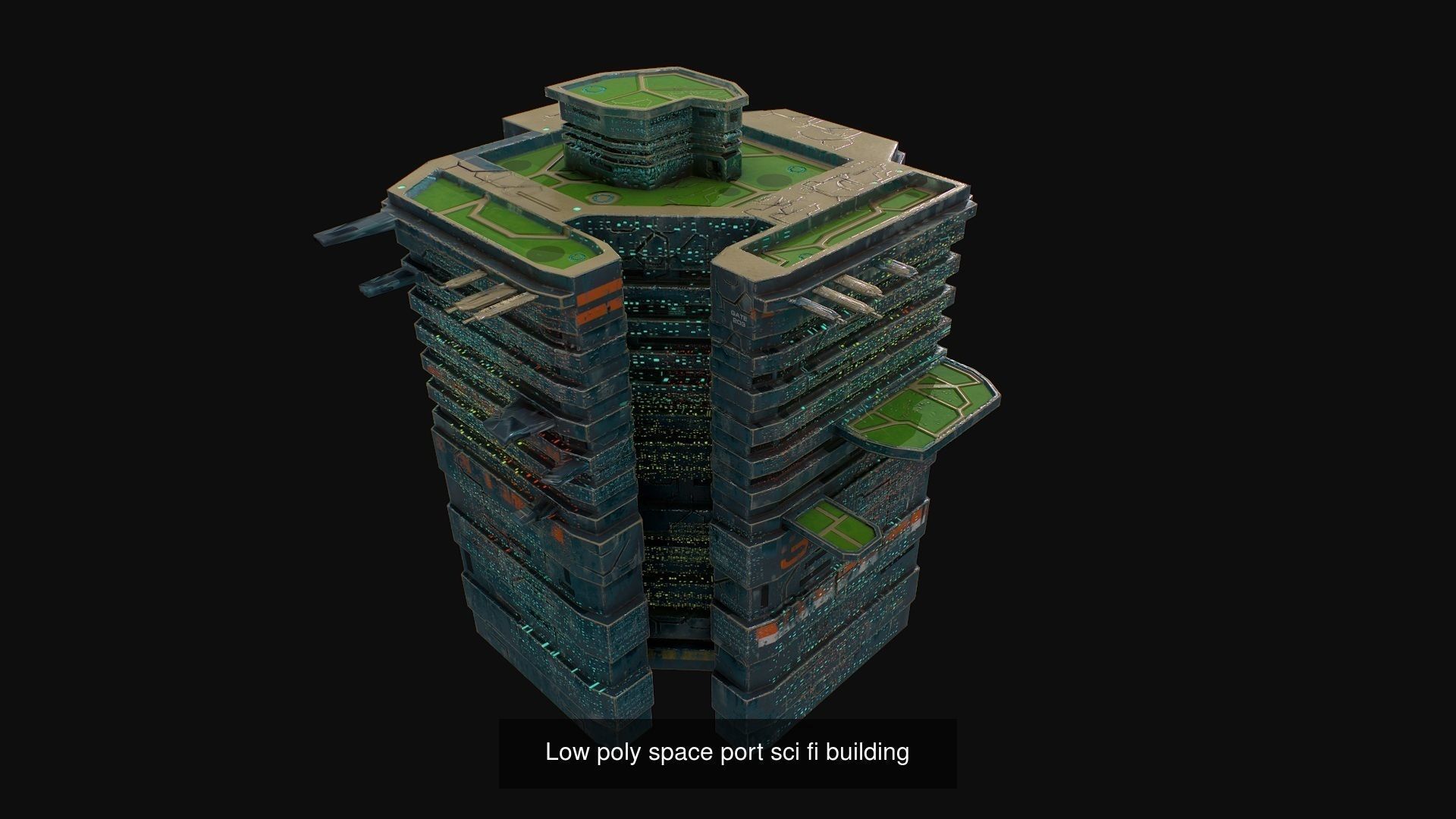 Low poly Sci fi buildings pack 3D Model Collection_3