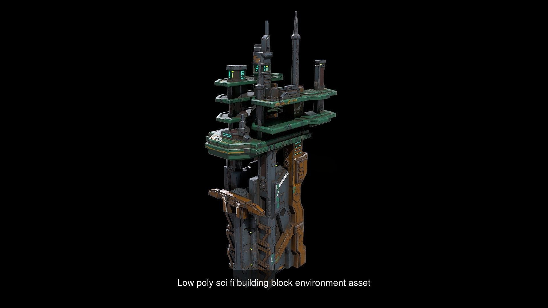 Low poly Sci fi buildings pack 3D Model Collection_18