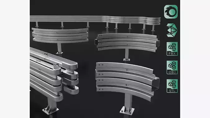 Road Barrier Modular Detailed collection  3D model