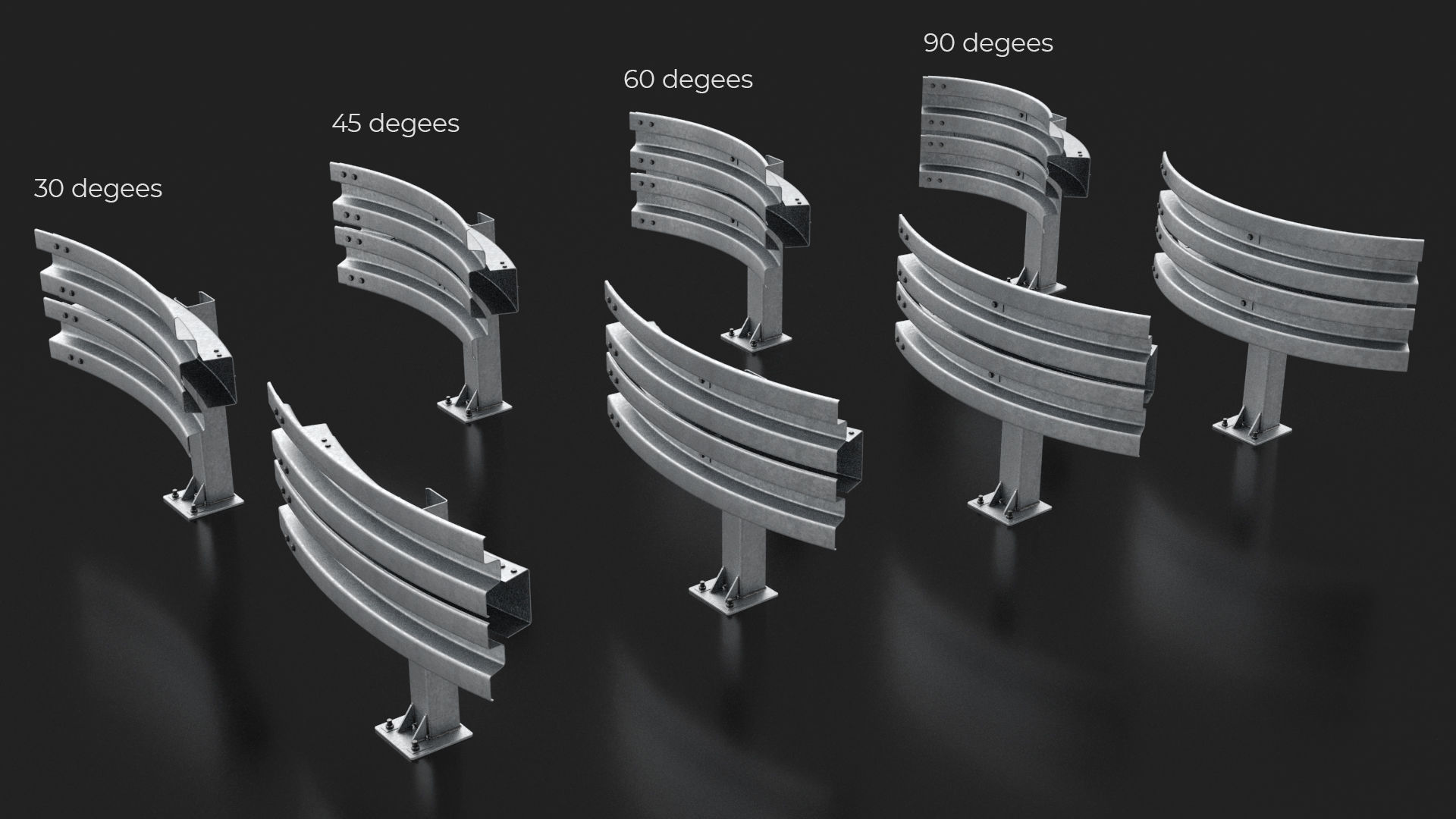 Road Barrier Modular Detailed collection  3D model_6