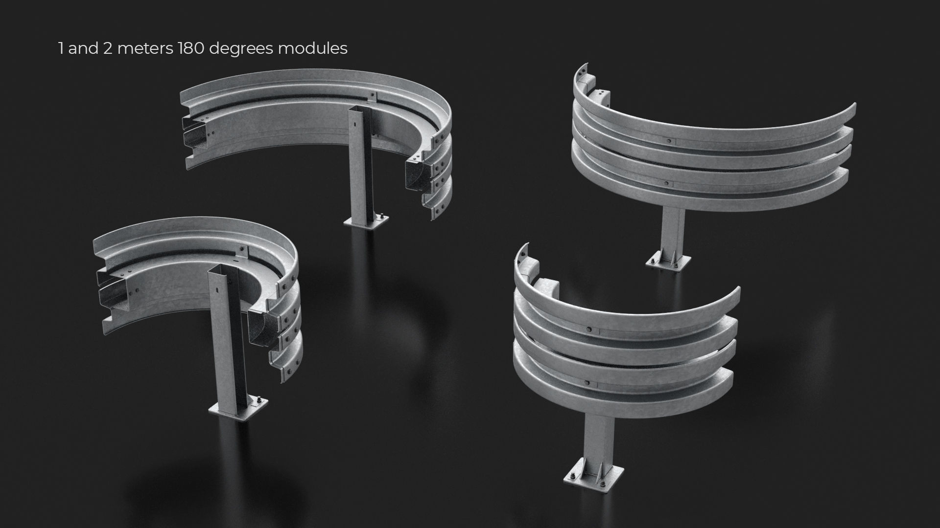 Road Barrier Modular Detailed collection  3D model_5