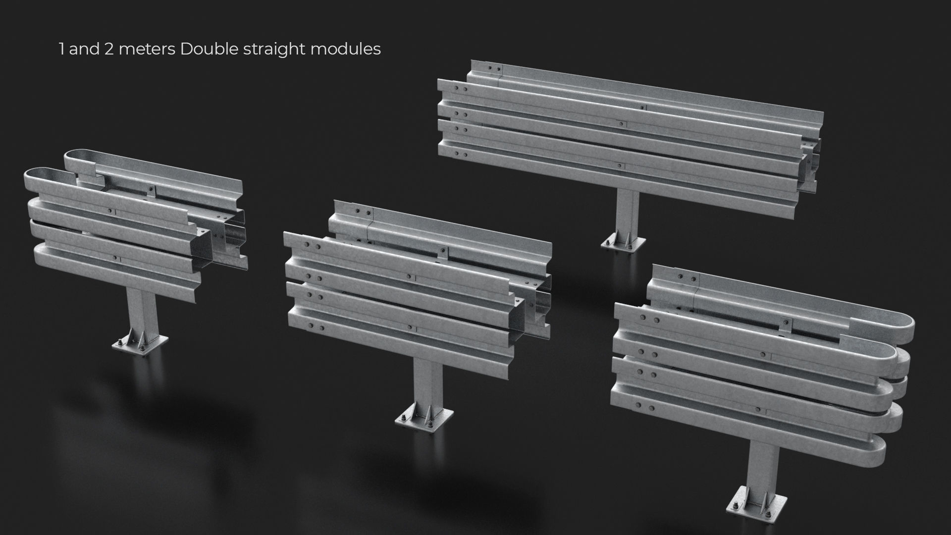 Road Barrier Modular Detailed collection  3D model_3