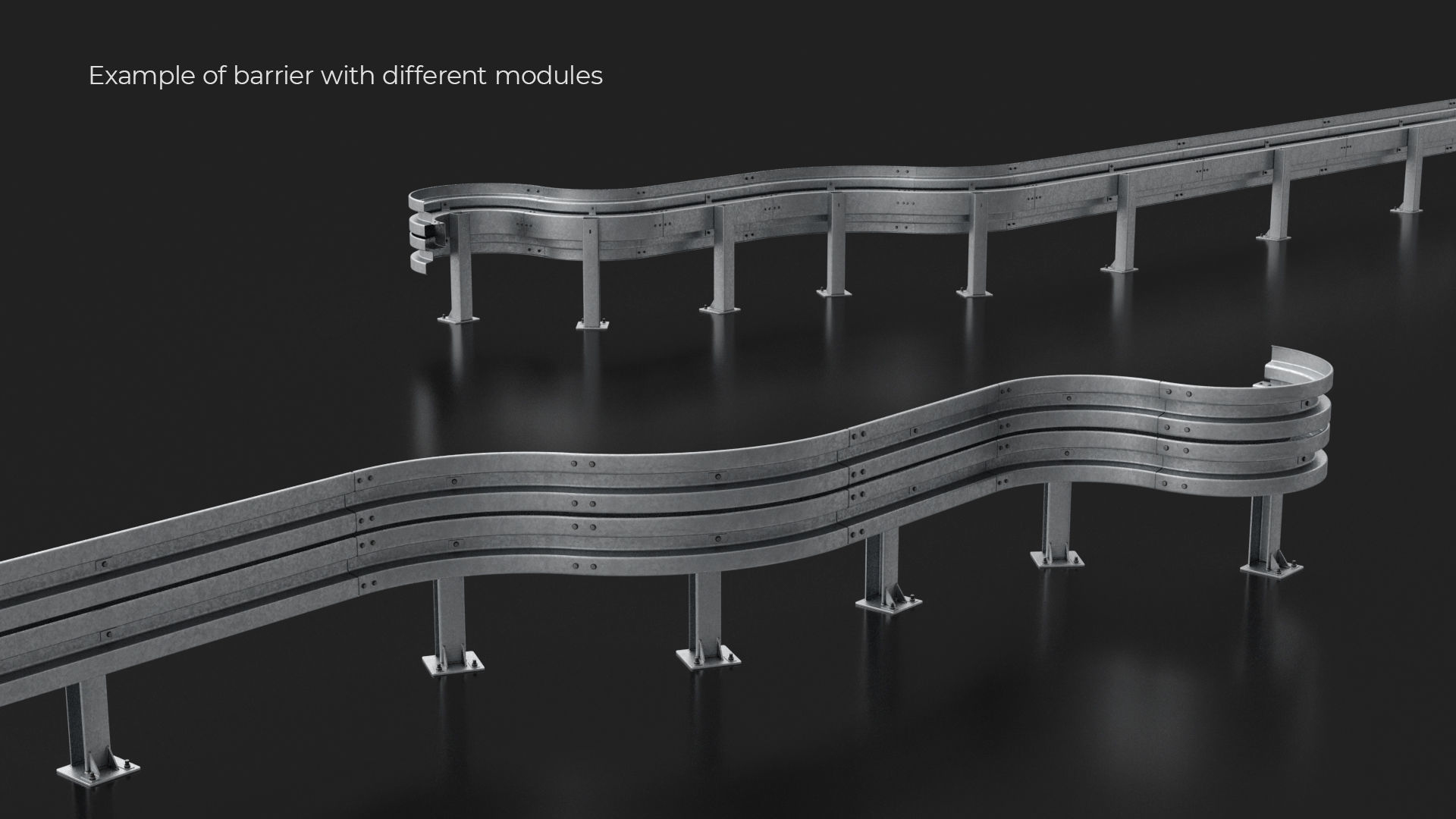 Road Barrier Modular Detailed collection  3D model_8