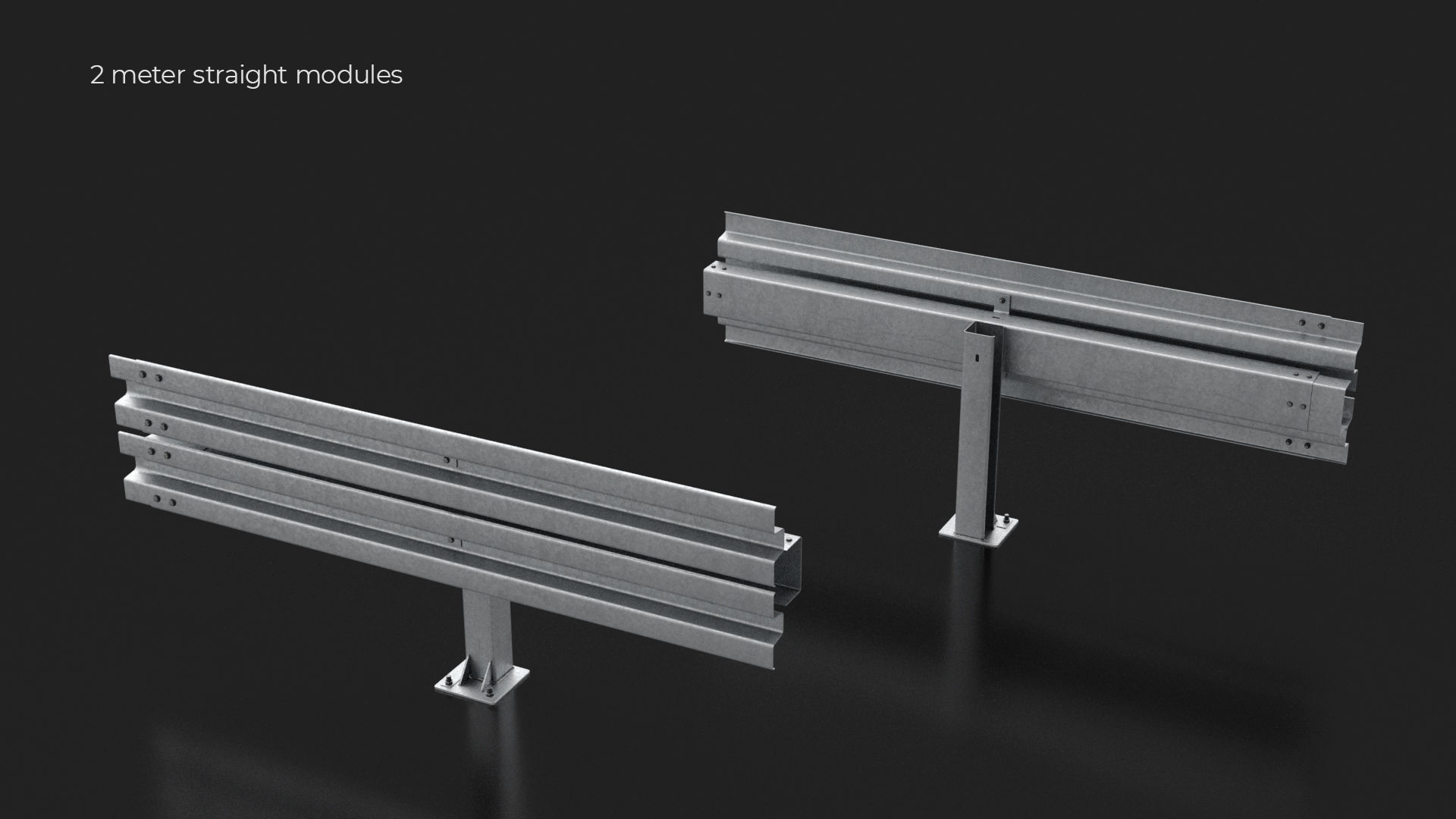 Road Barrier Modular Detailed collection  3D model_4