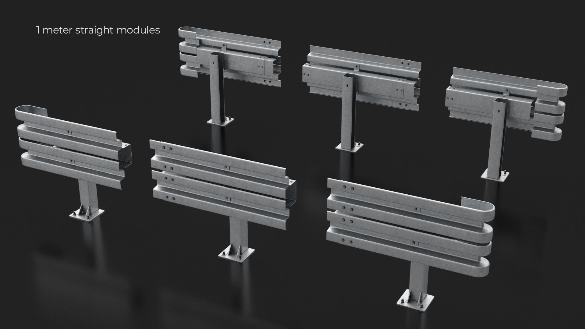 Road Barrier Modular Detailed collection  3D model_2