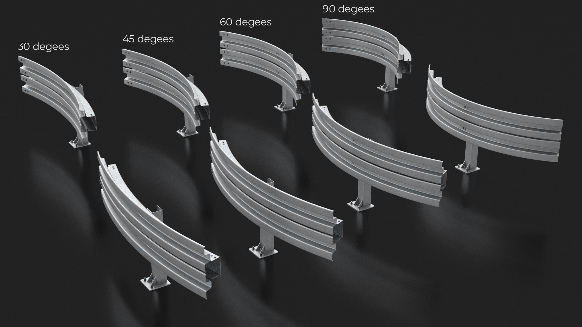Road Barrier Modular Detailed collection  3D model_7