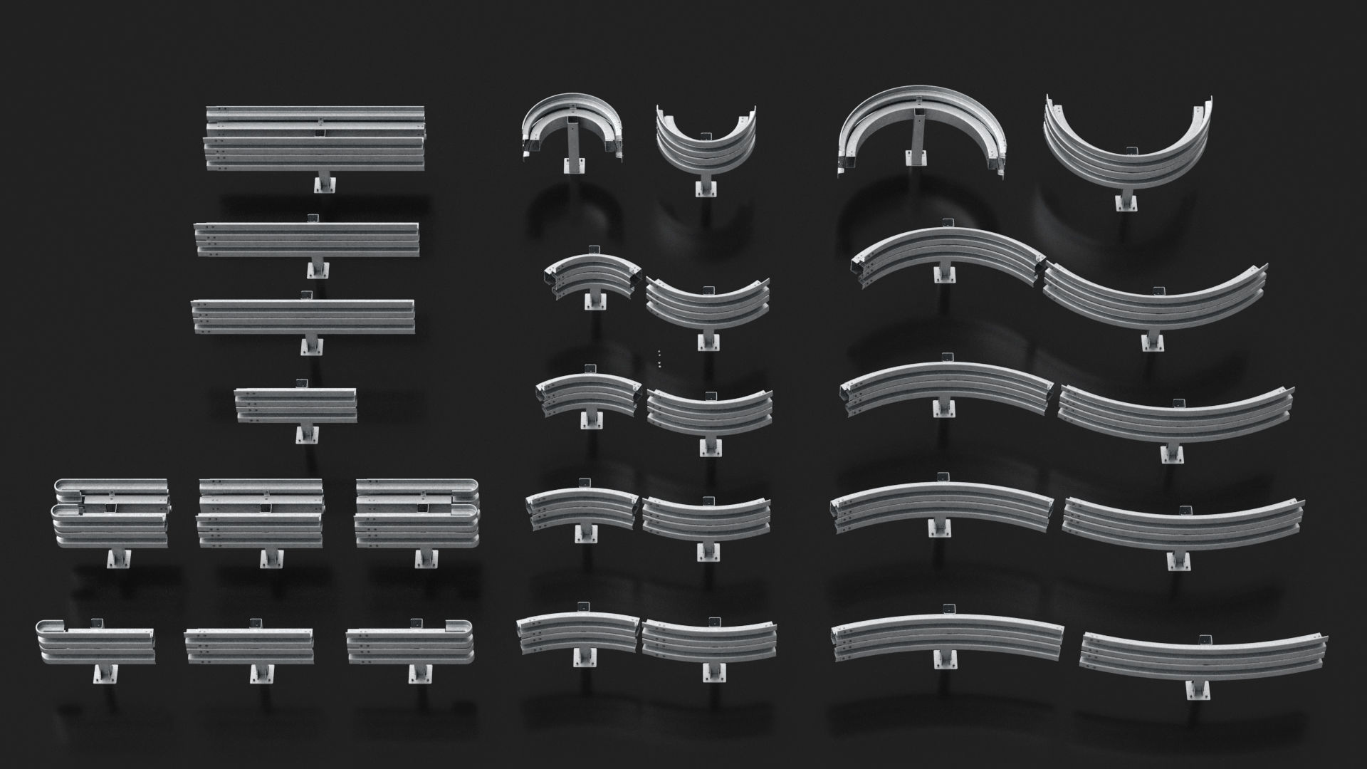 Road Barrier Modular Detailed collection  3D model_1