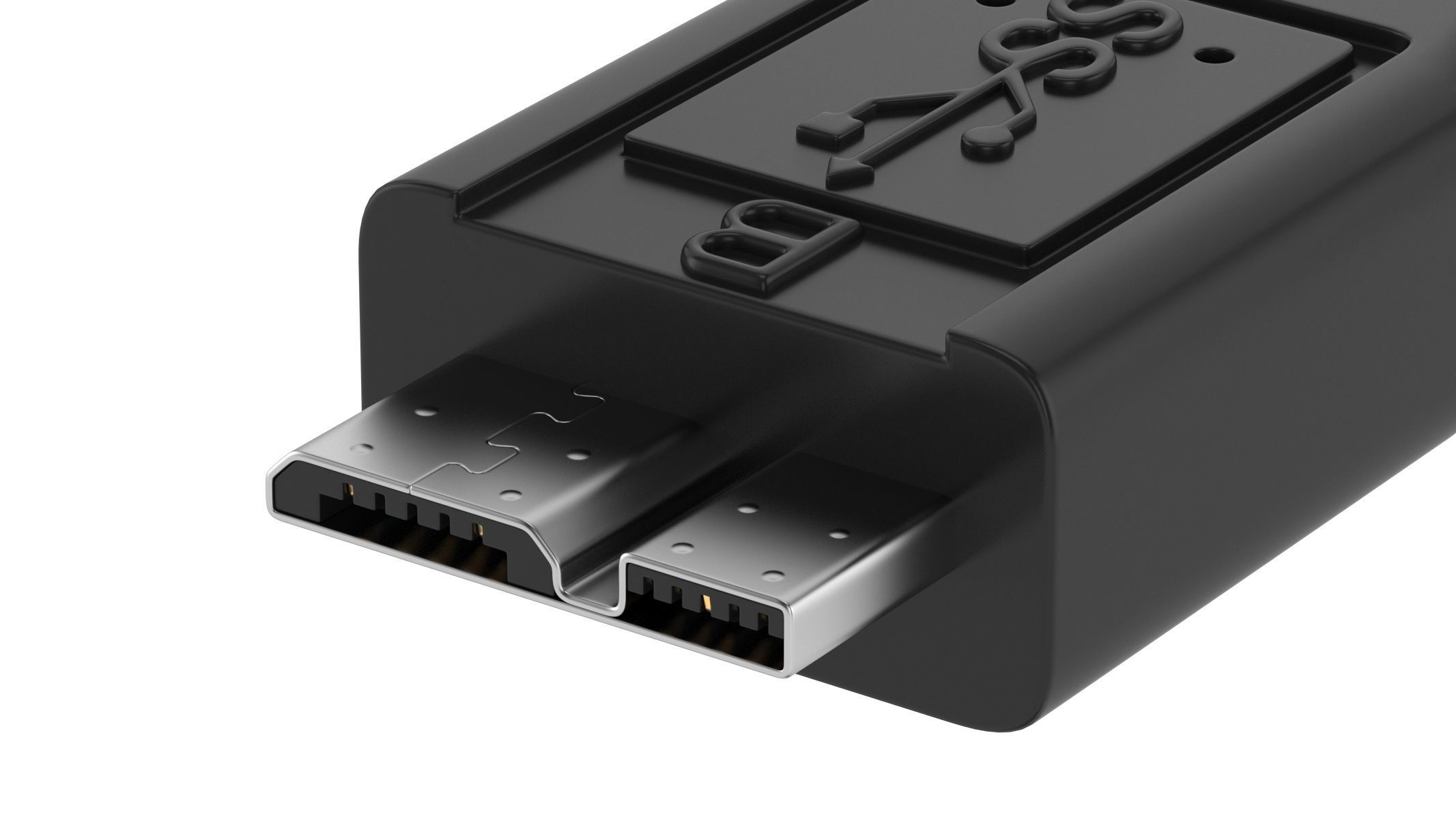 USB Micro B Male 3D model_2