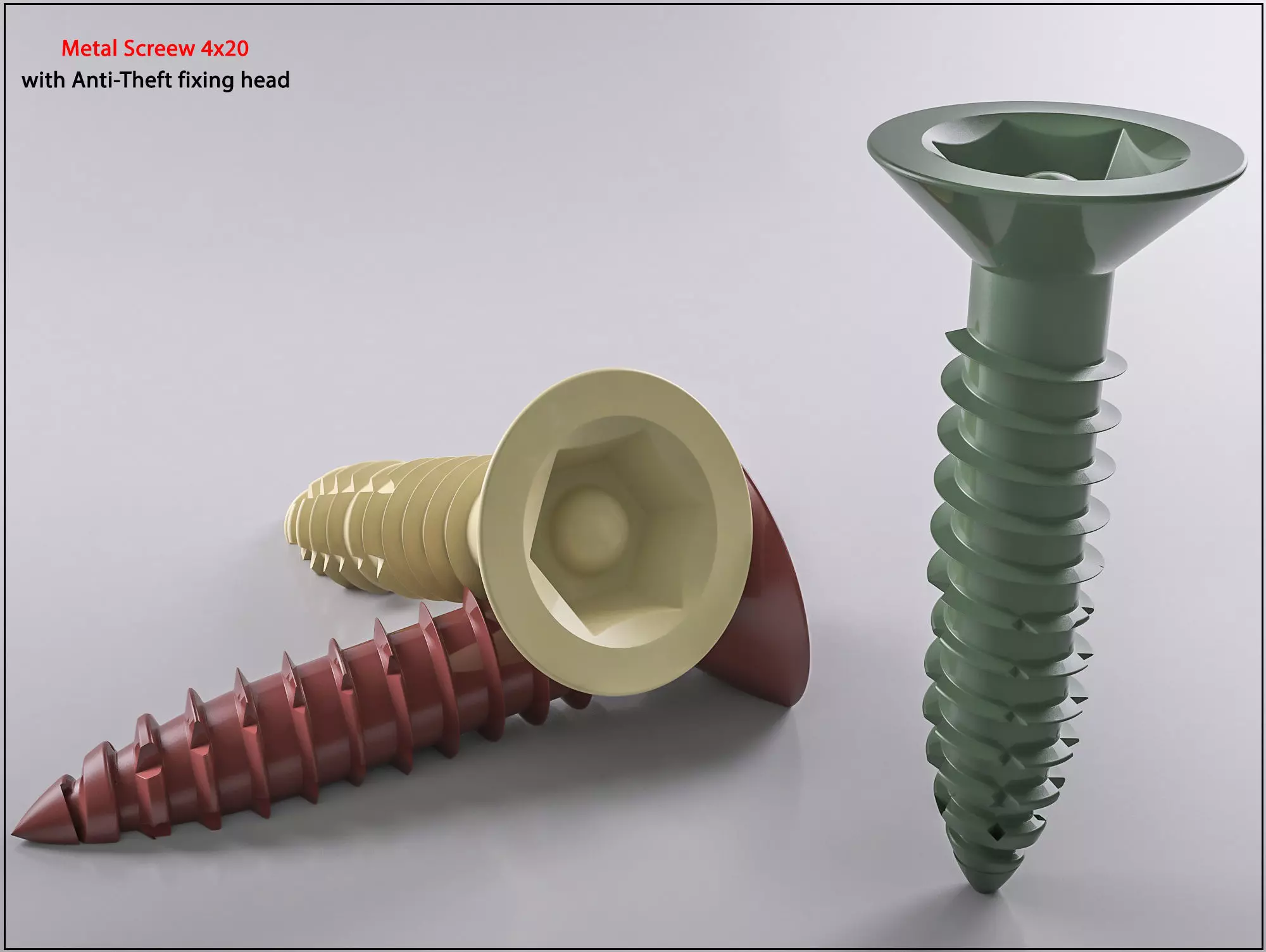 3D Screw Metal Screw 4x20 Original Sizes Ready for 3D Print 3D print model_0