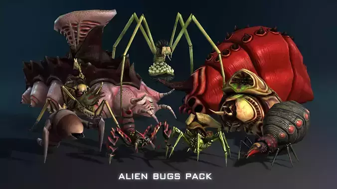 Alien Bugs Pack Low-poly 3D model