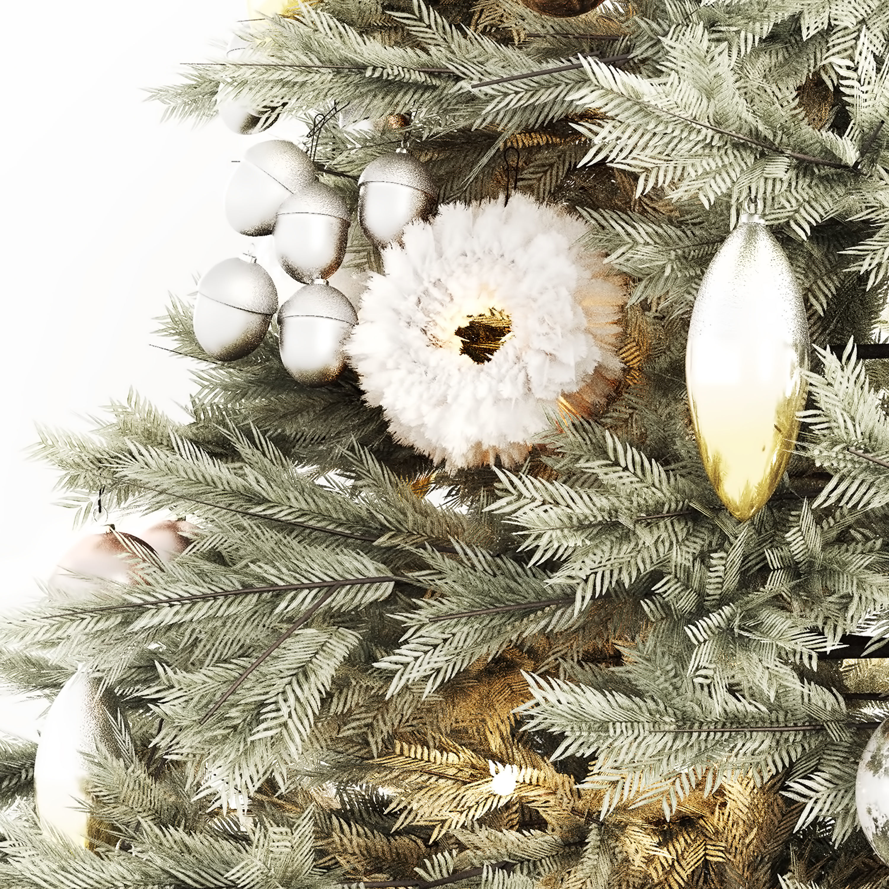 Christmas tree with decorations and gifts 3D model_2