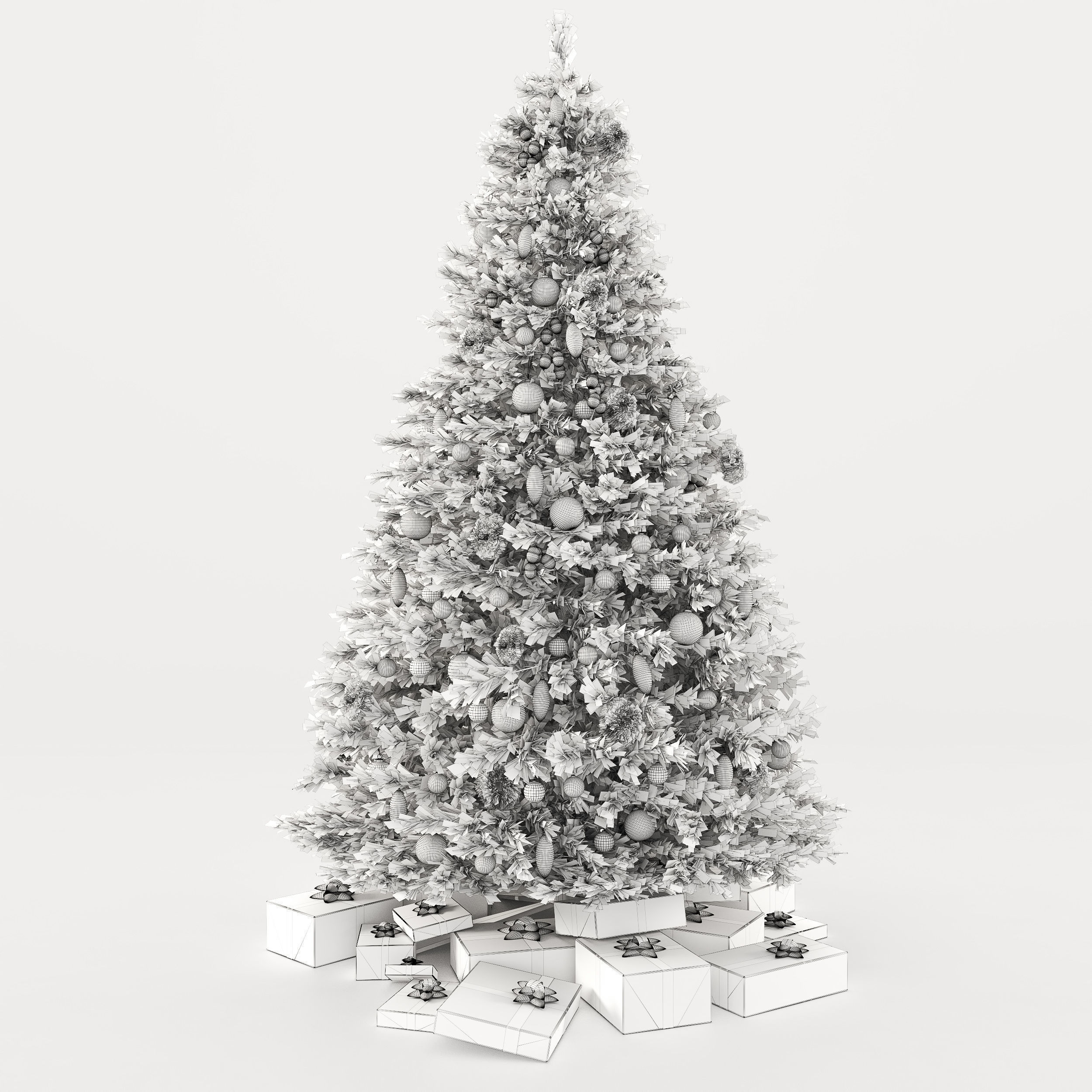 Christmas tree with decorations and gifts 3D model_12