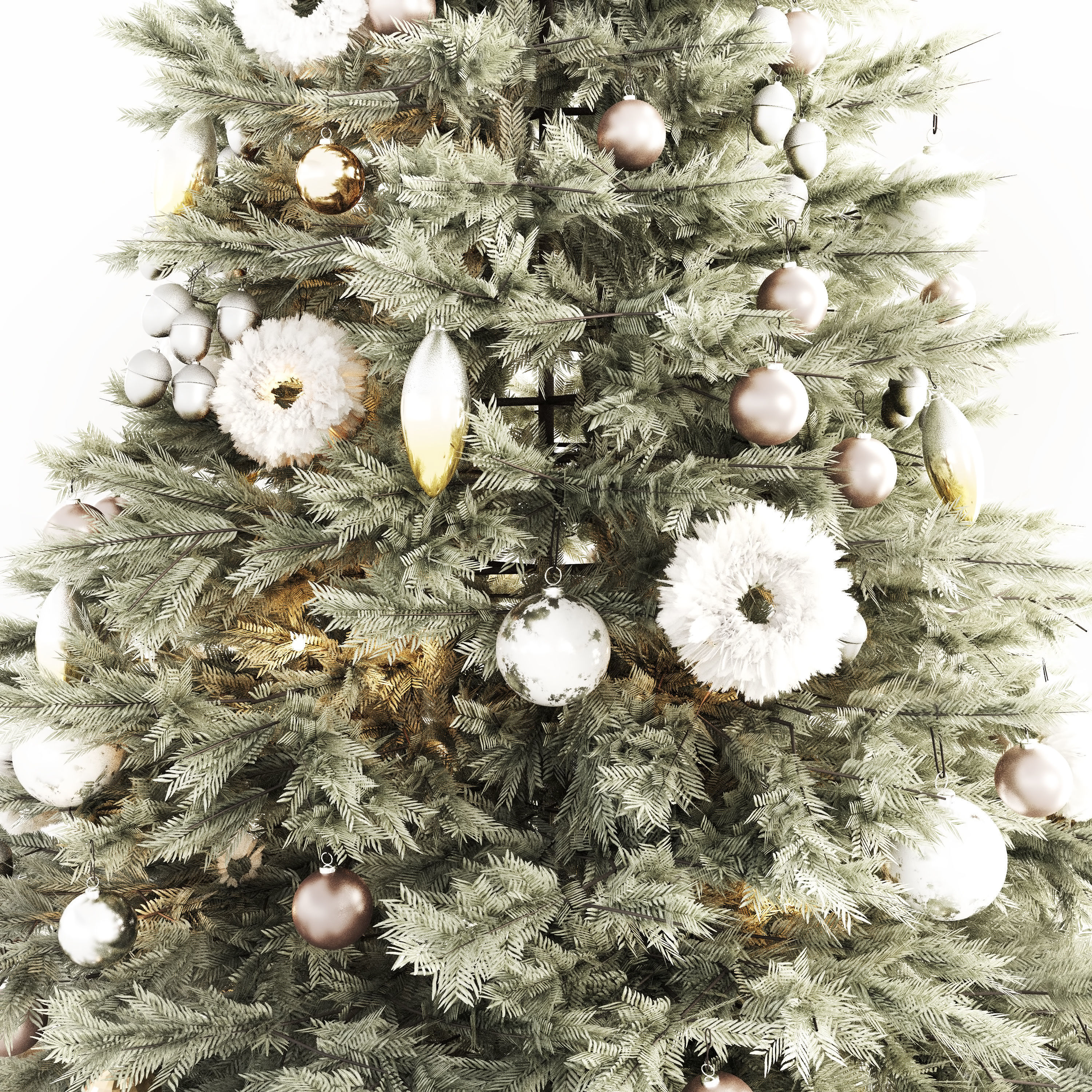 Christmas tree with decorations and gifts 3D model_1