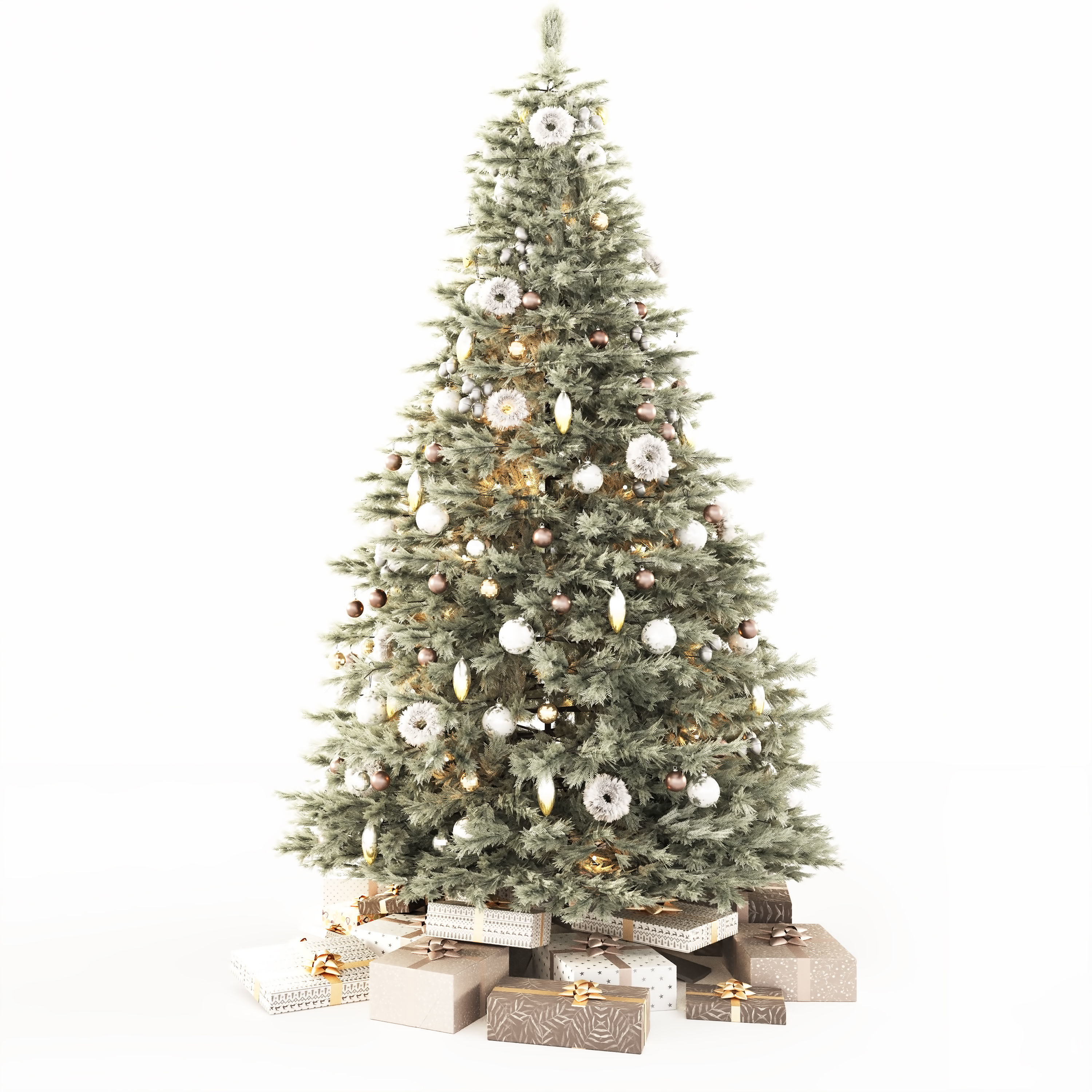 Christmas tree with decorations and gifts 3D model_4