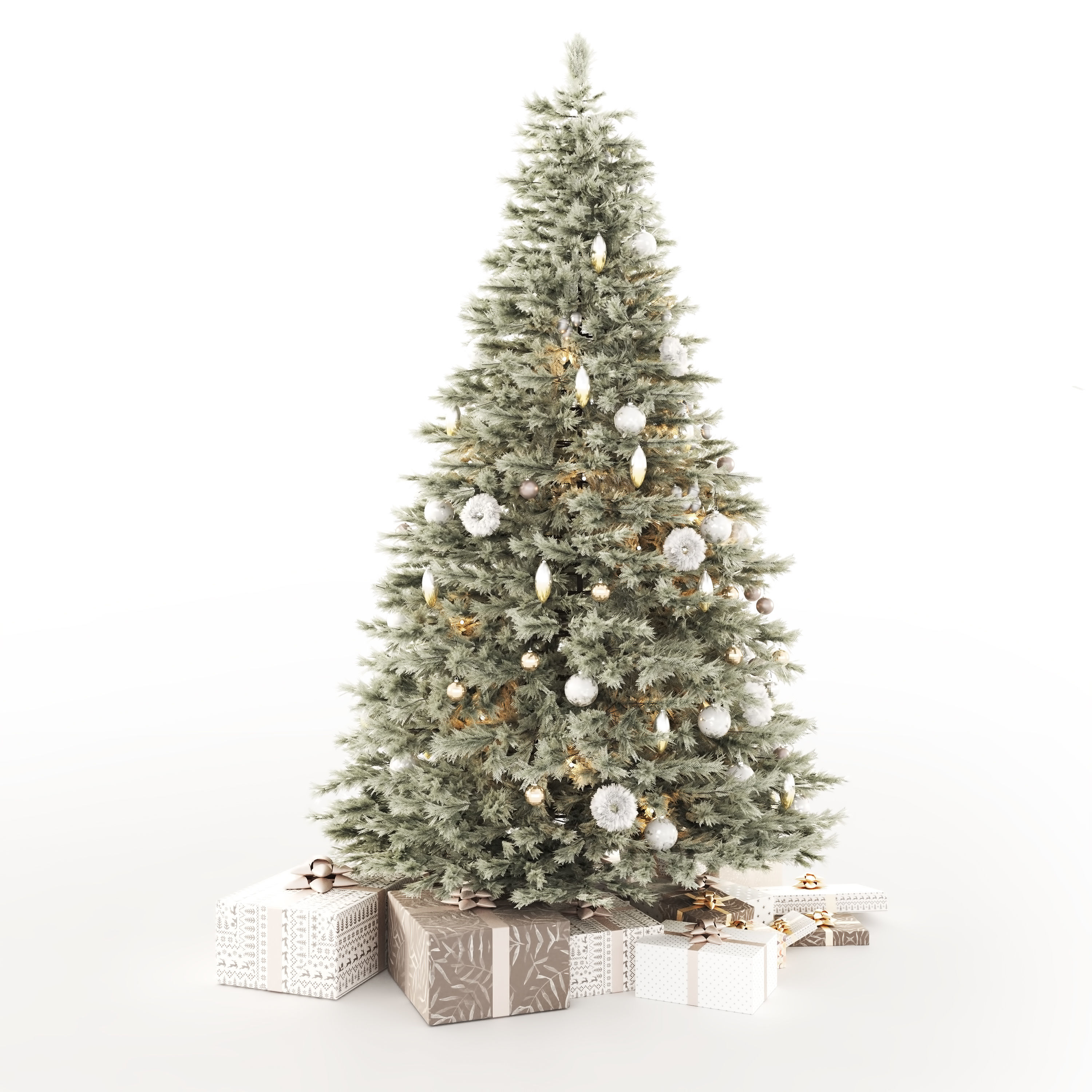 Christmas tree with decorations and gifts 3D model_5