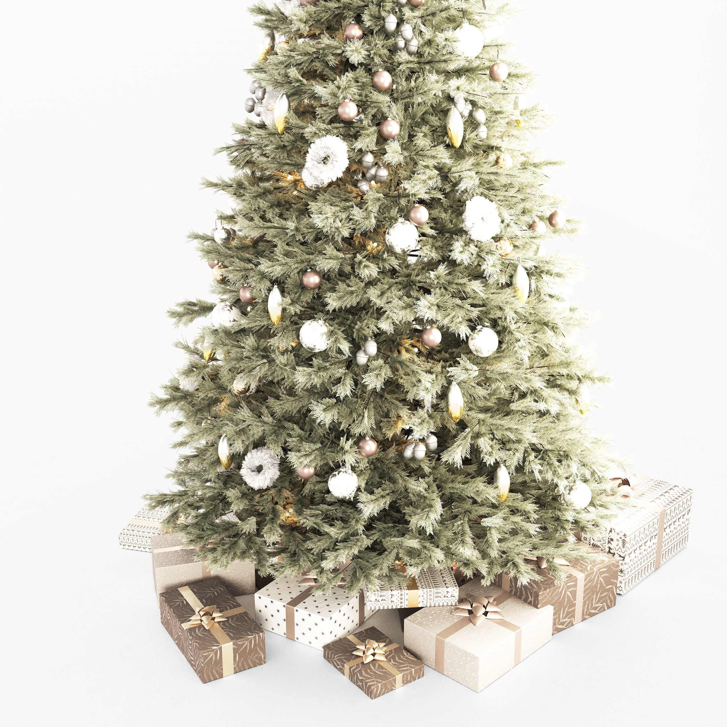 Christmas tree with decorations and gifts 3D model_11