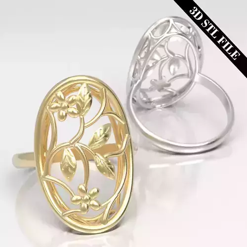 Flower ring - STL file - 4 ring sizes - Ready to print