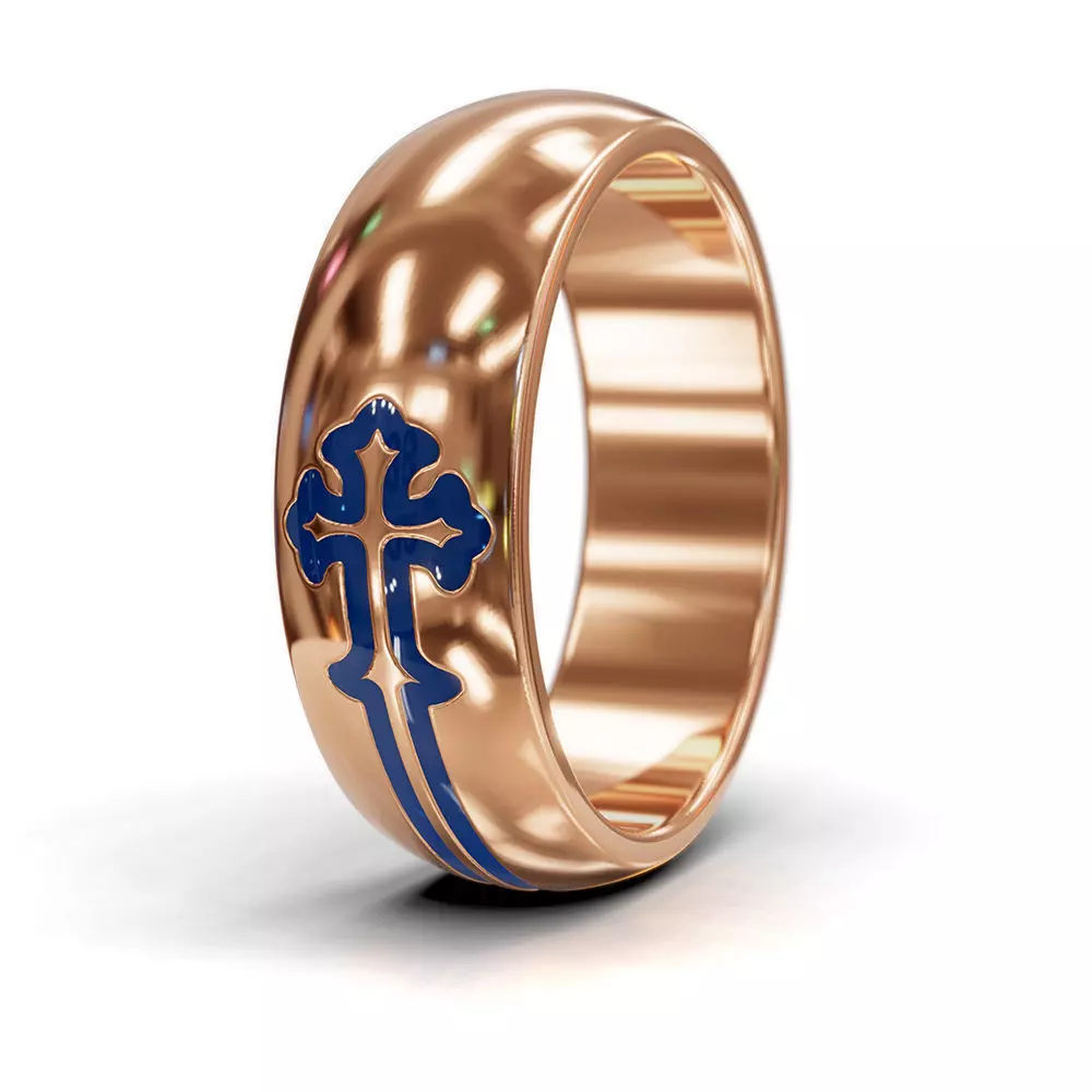 3D STL file - Cross wedding ring - 3D print and casting 3D print model_5