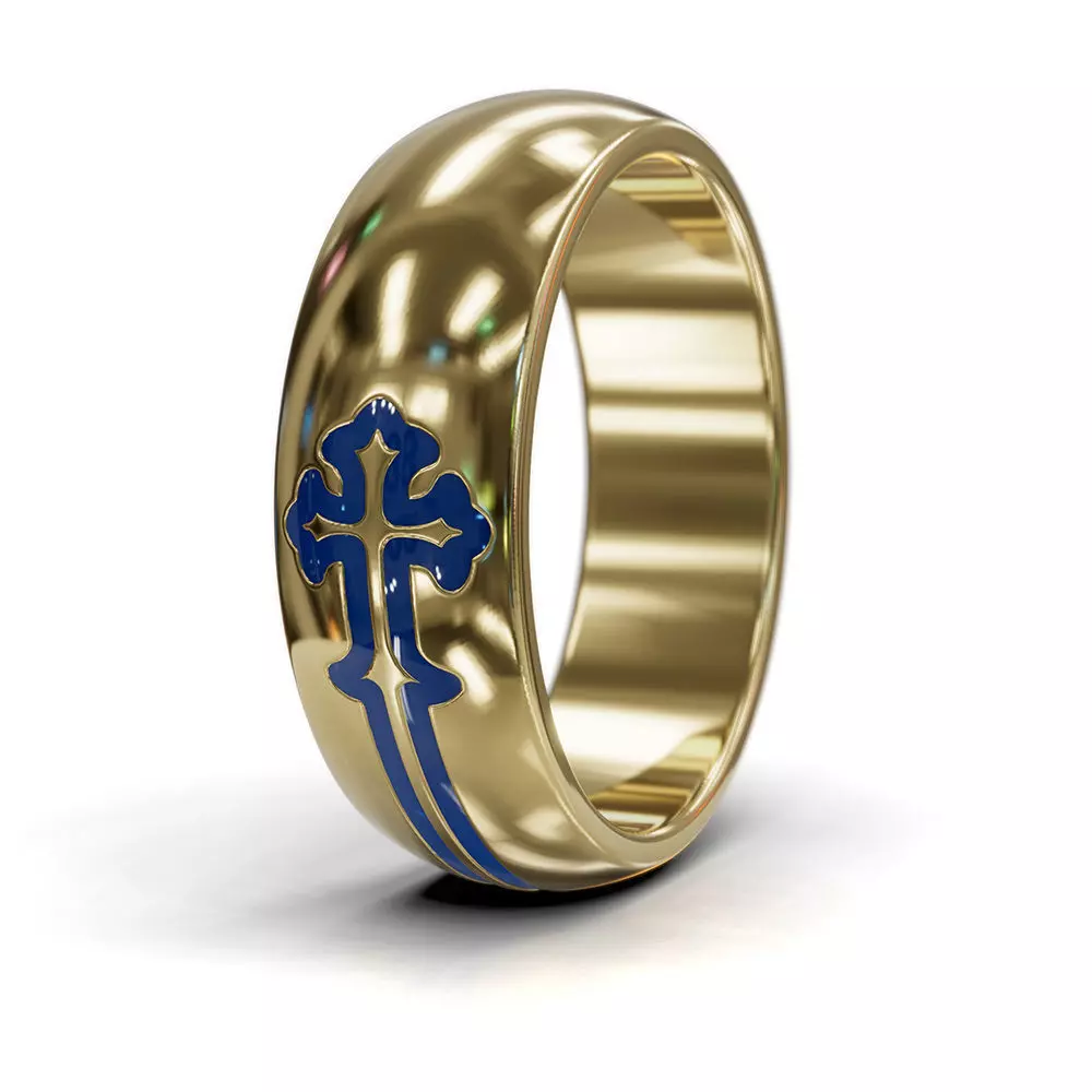 3D STL file - Cross wedding ring - 3D print and casting 3D print model_0