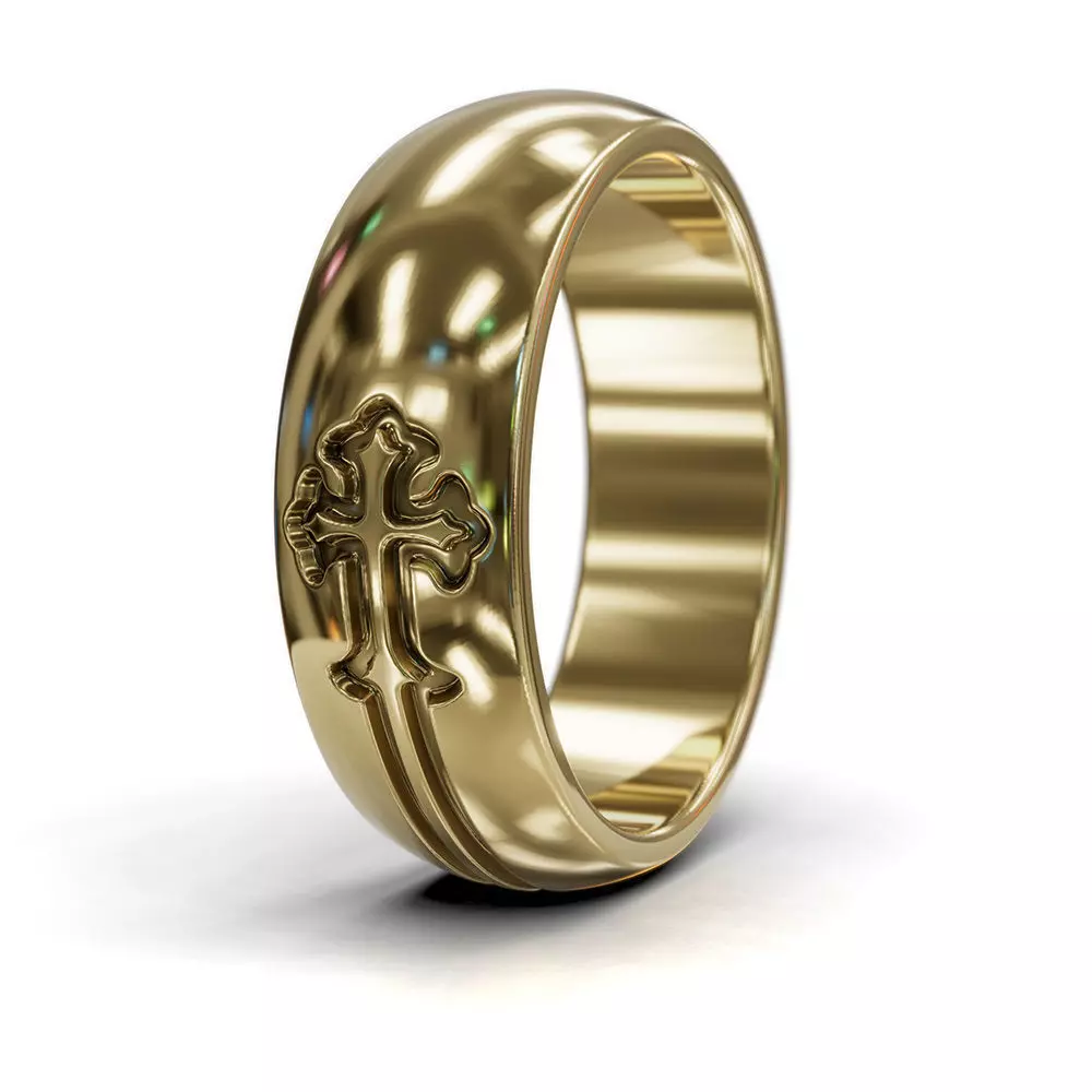 3D STL file - Cross wedding ring - 3D print and casting 3D print model_2