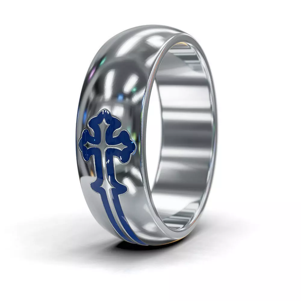 3D STL file - Cross wedding ring - 3D print and casting 3D print model_3