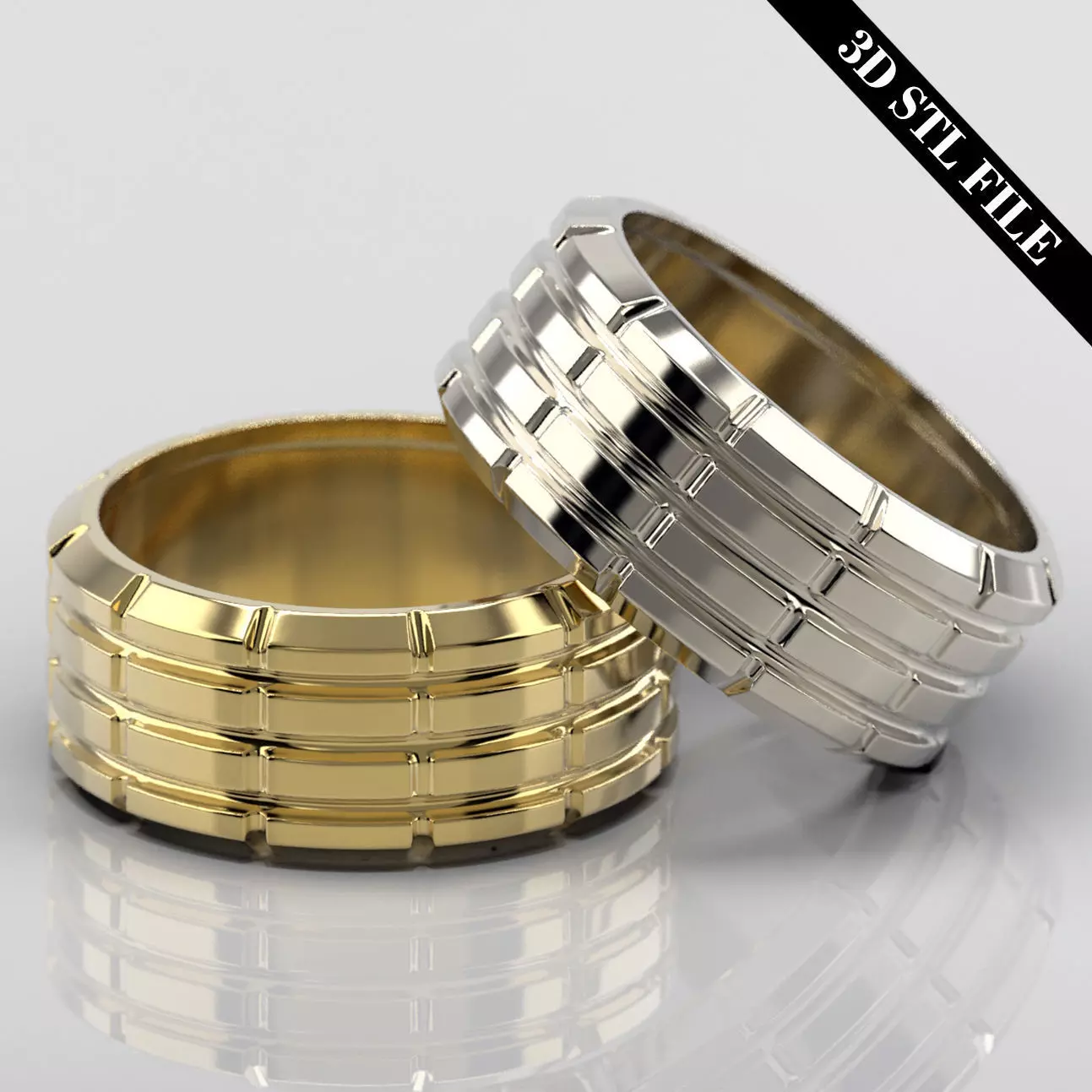 Wedding ring - STL file - 5 ring sizes - Ready to print 3D print model_0