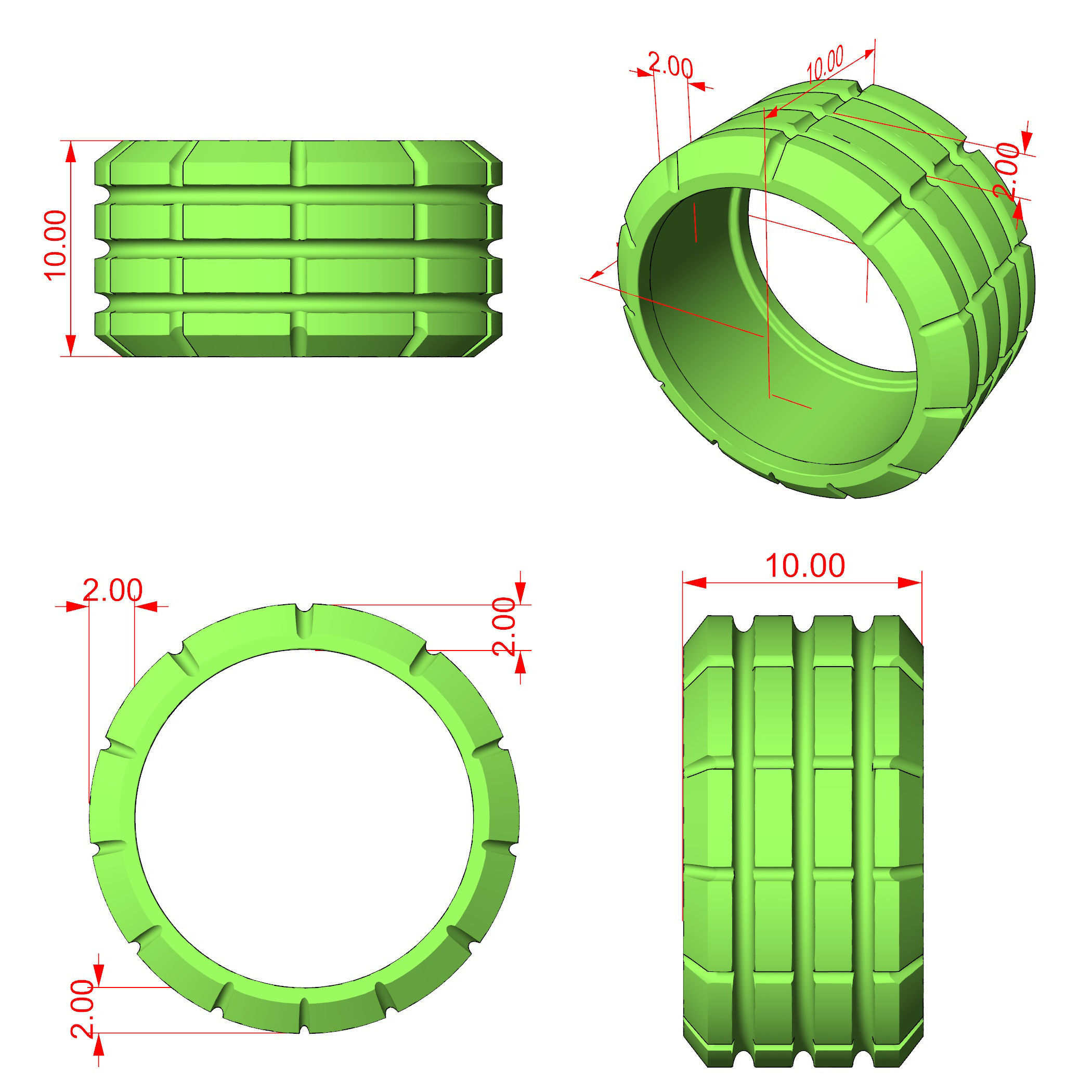 Wedding ring - STL file - 5 ring sizes - Ready to print 3D print model_1