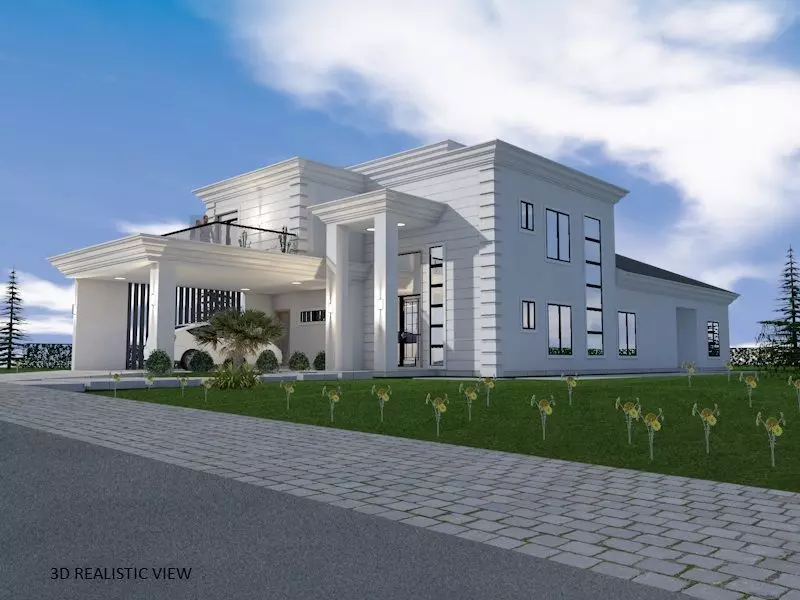 penthouse modern house Low-poly 3D model_0