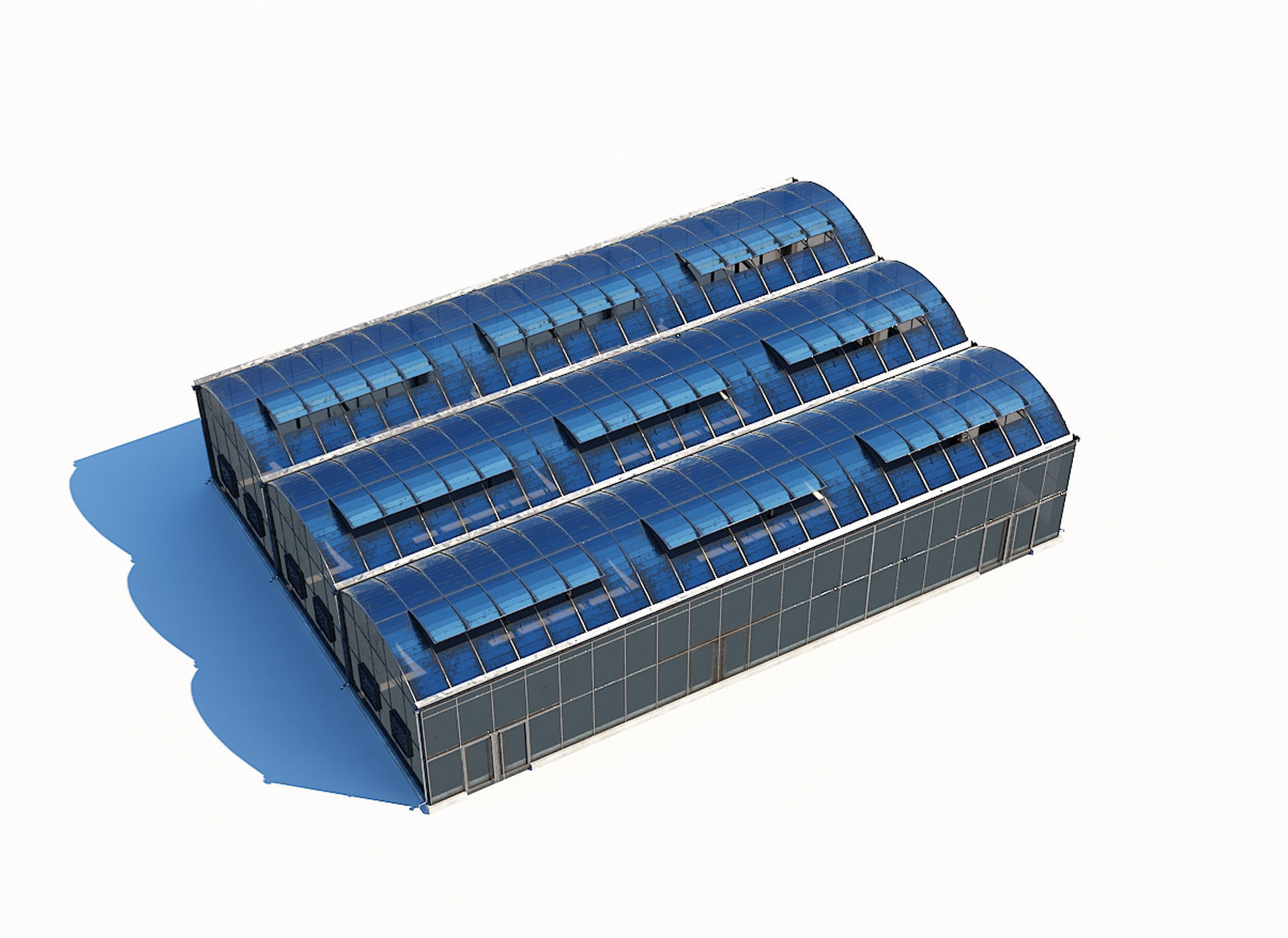 Greenhouse three buildings Low-poly 3D model_3