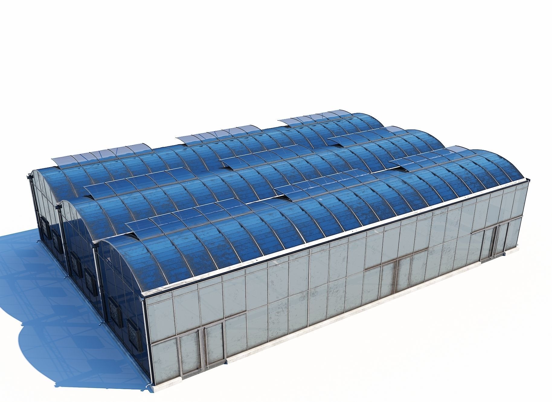 Greenhouse three buildings Low-poly 3D model_5