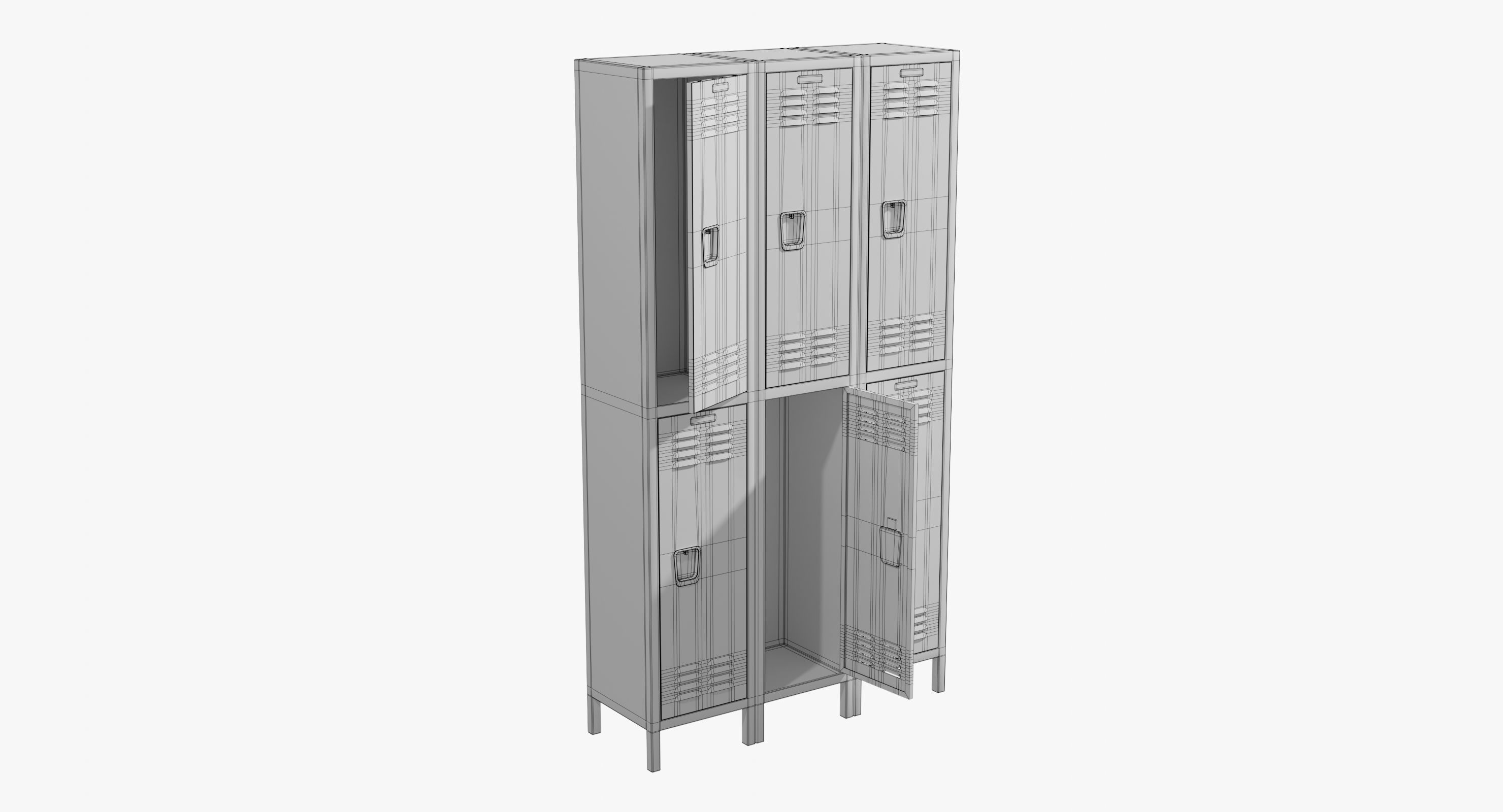 Locker metal Low-poly 3D model_3
