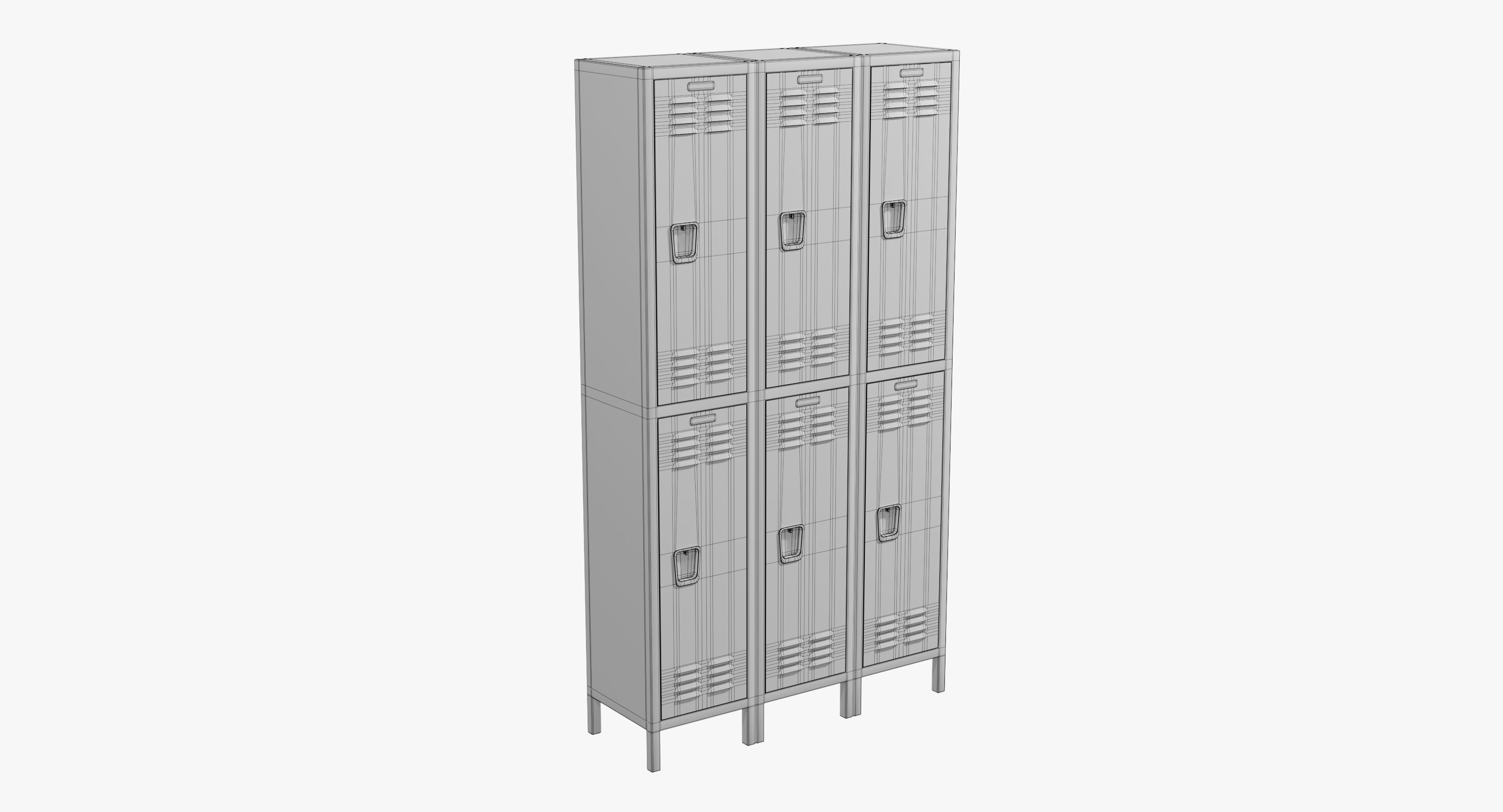 Locker metal Low-poly 3D model_1