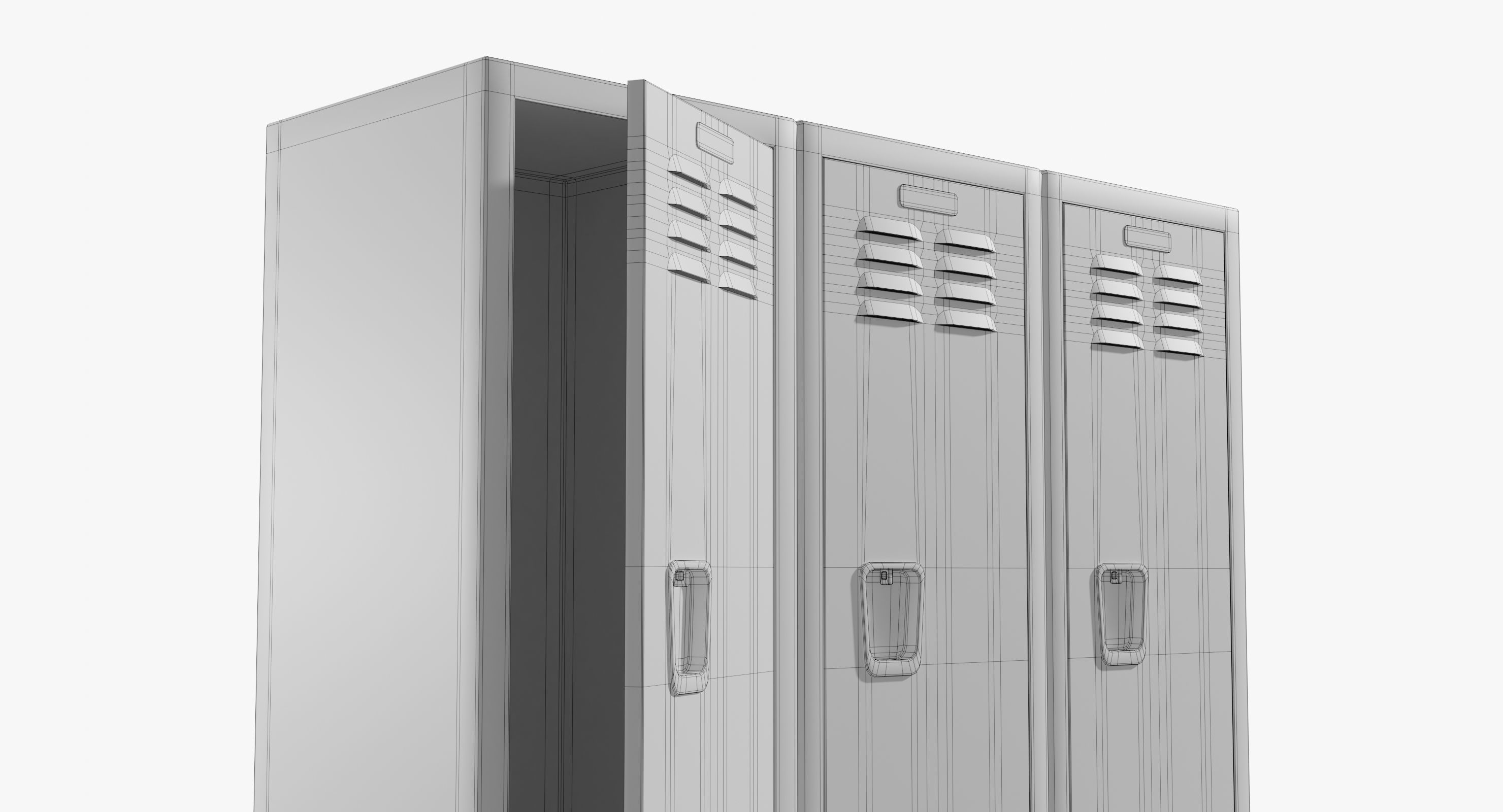 Locker metal Low-poly 3D model_5