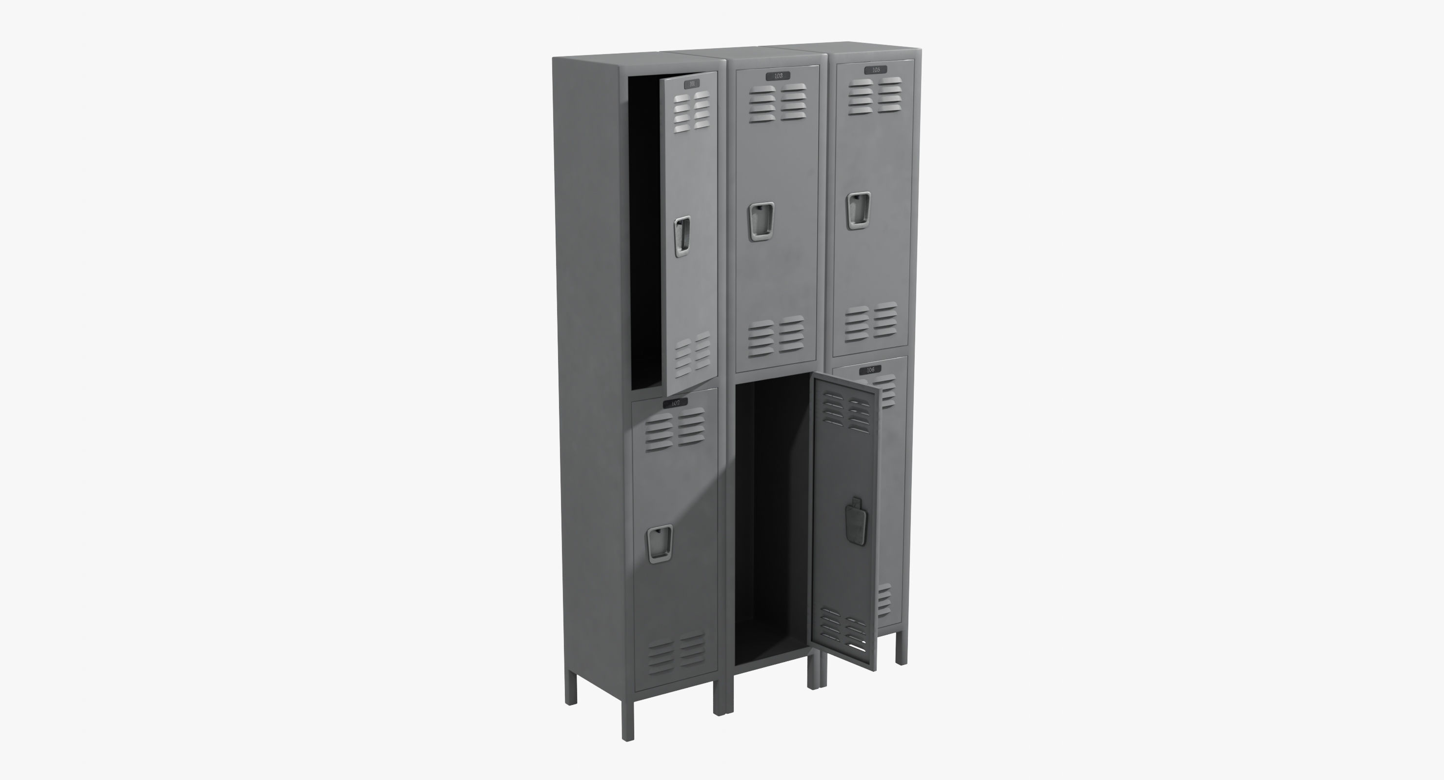 Locker metal Low-poly 3D model_2