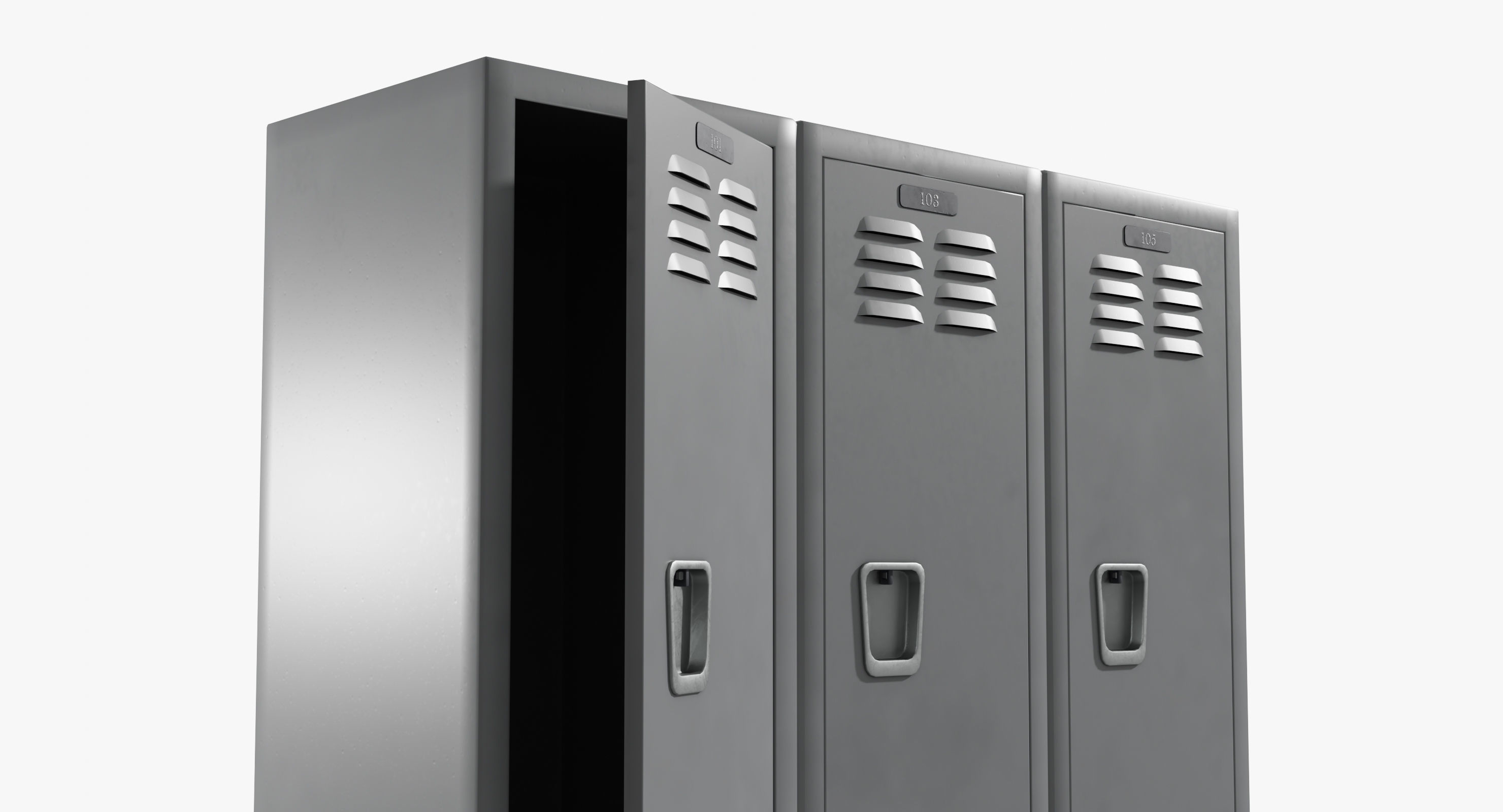 Locker metal Low-poly 3D model_4