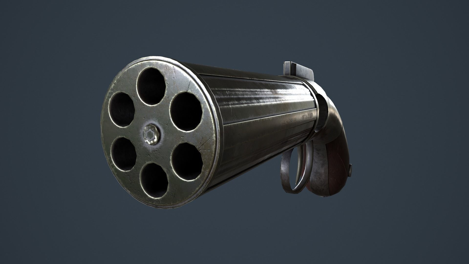 Allens and Turber Pepperbox Revolver Low-poly 3D model_3