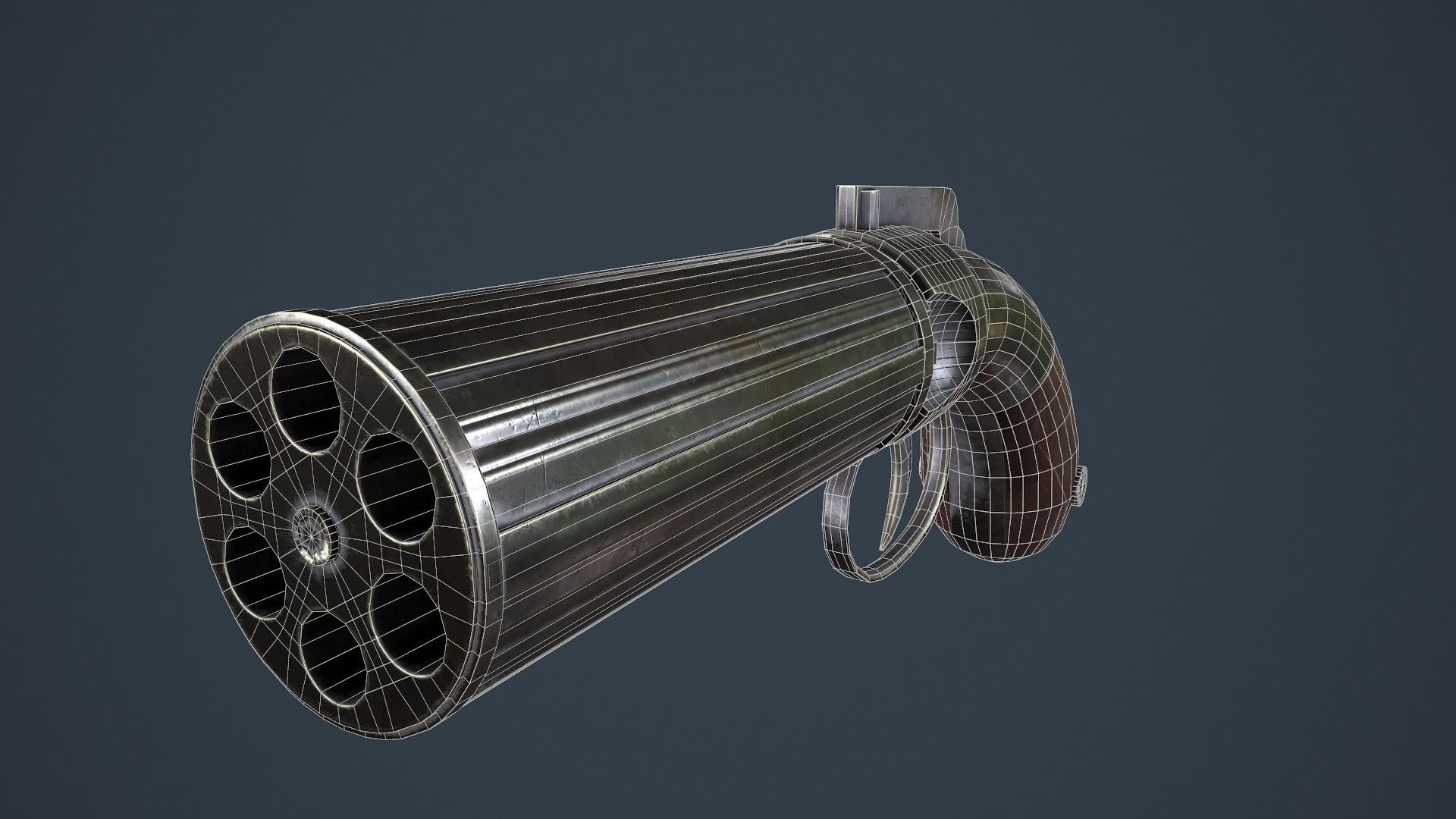 Allens and Turber Pepperbox Revolver Low-poly 3D model_11