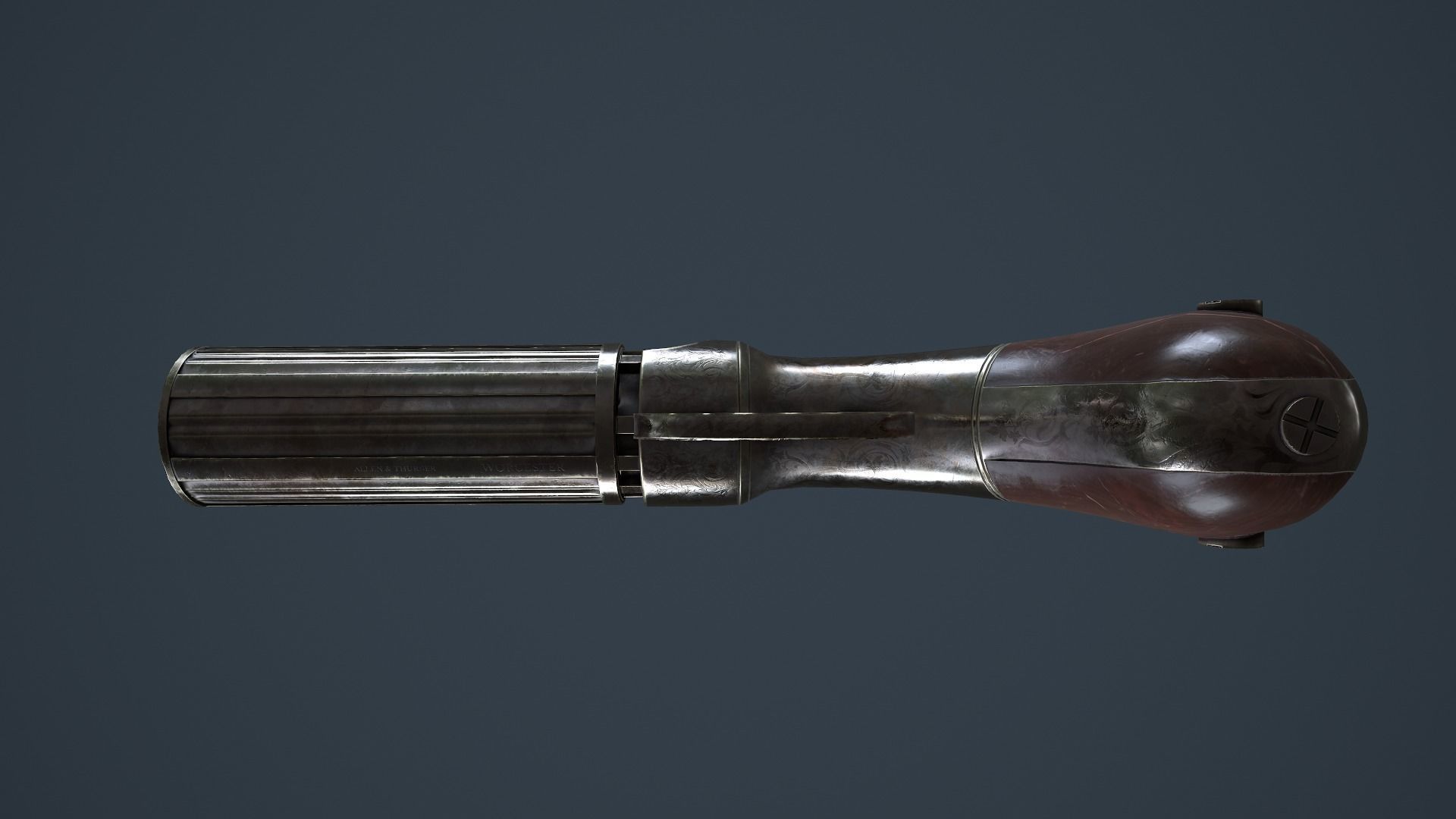 Allens and Turber Pepperbox Revolver Low-poly 3D model_6