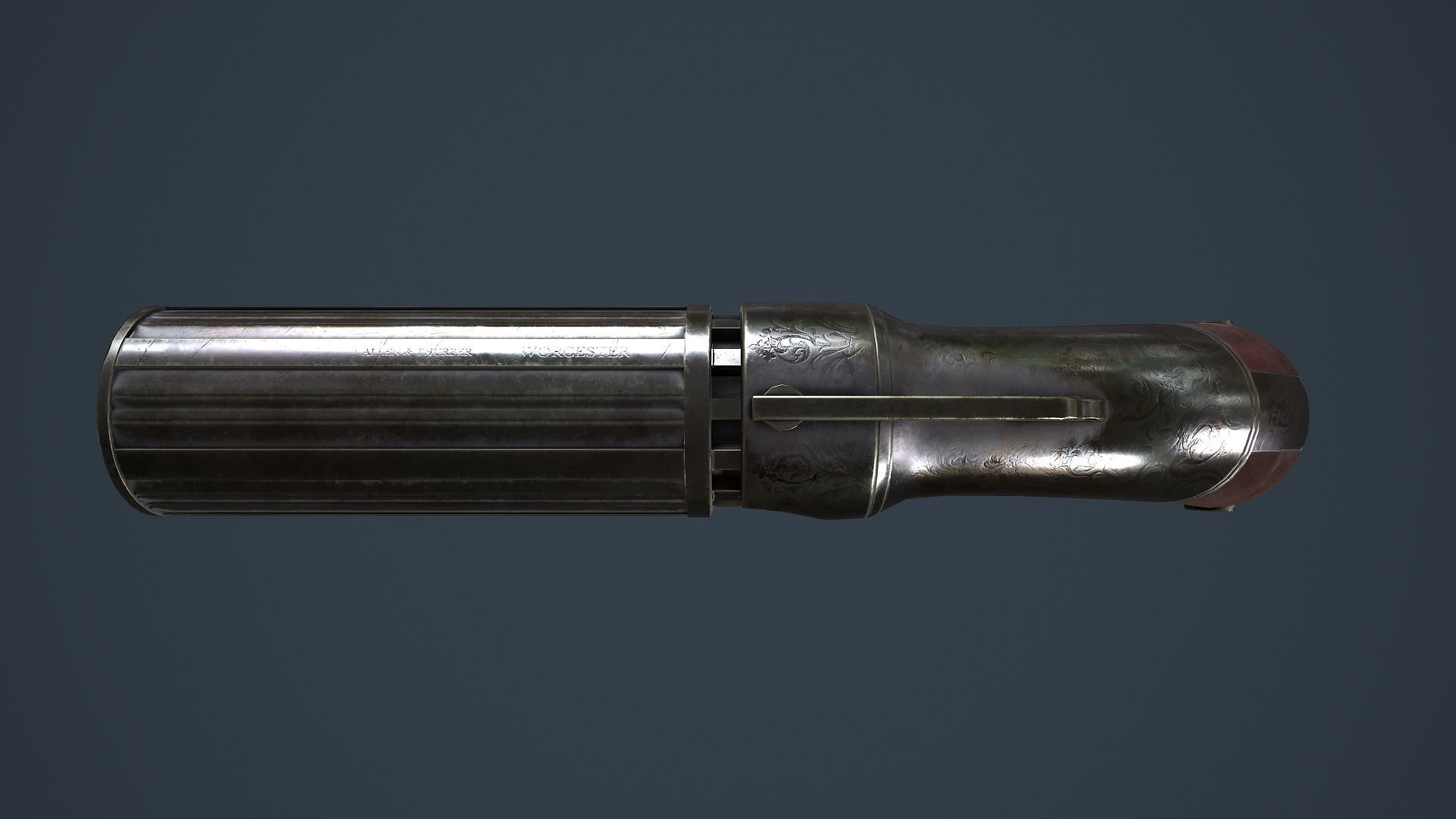 Allens and Turber Pepperbox Revolver Low-poly 3D model_5